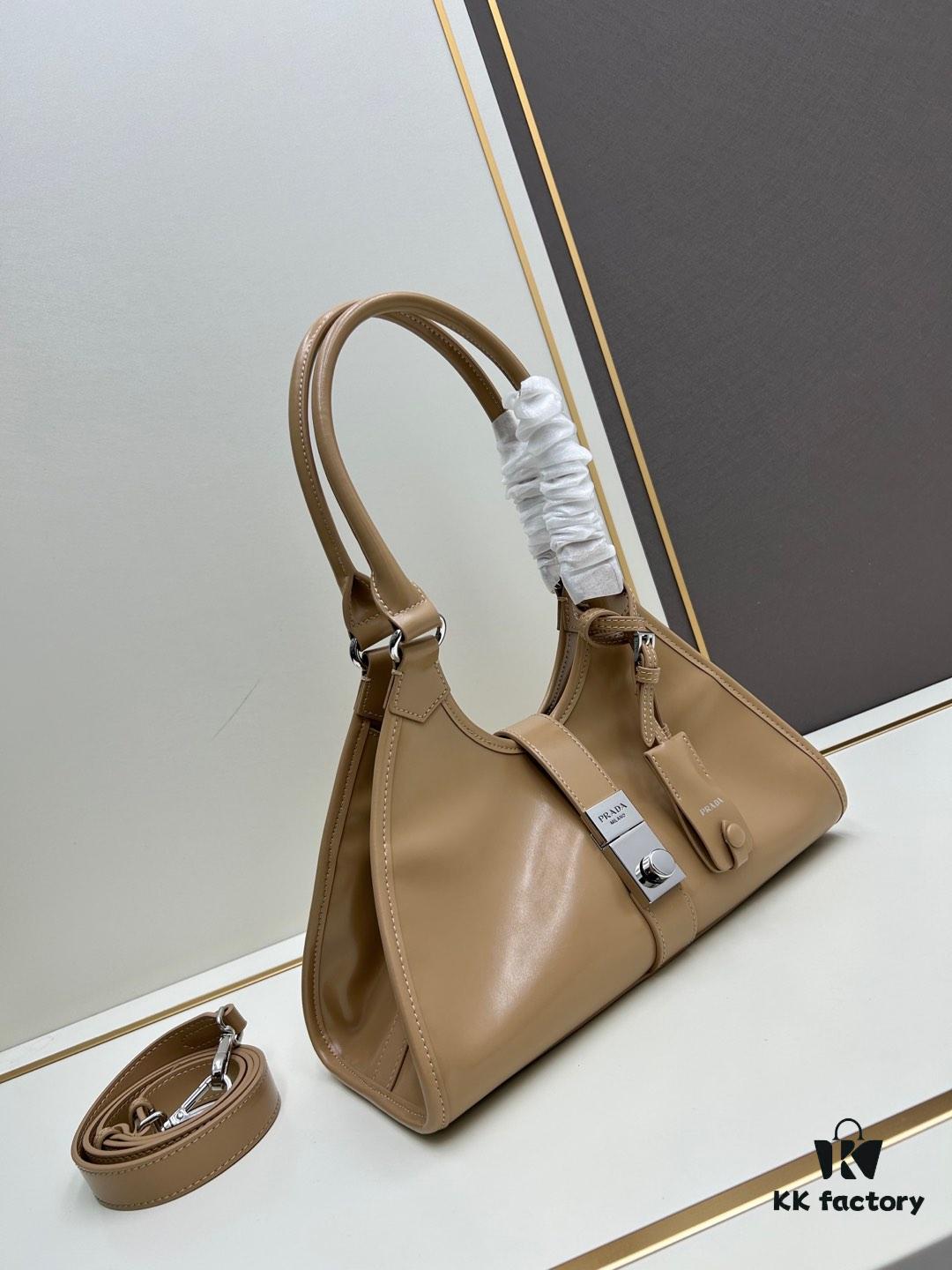 6930bbe36e68136f4d9ae952 PRADA New Arrival Shoulder Bag (Full Leather Series) - Premium Top-Grain Oil-Waxed Calfskin, Adjustable Handle, Detachable Keychain, Zipper & Lock Closure