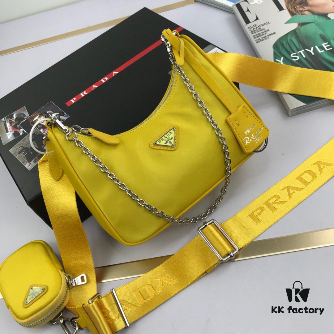 6930bbf26e68136f4d9ae970 Top Quality Replica Prada New Nylon Hobo Bag | 1BH204 | Chain Handle Design | Adjustable Strap with Pendant | Three Ways to Wear