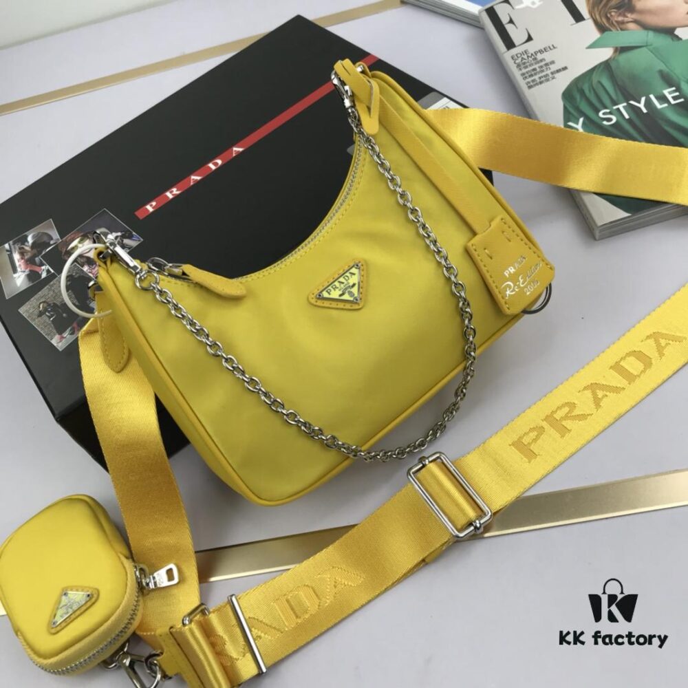 6930bc046e68136f4d9ae994 Top Quality Replica Prada New Nylon Hobo Bag | 1BH204 | Chain Handle | Multi-way Wearing | Comes with Original Box