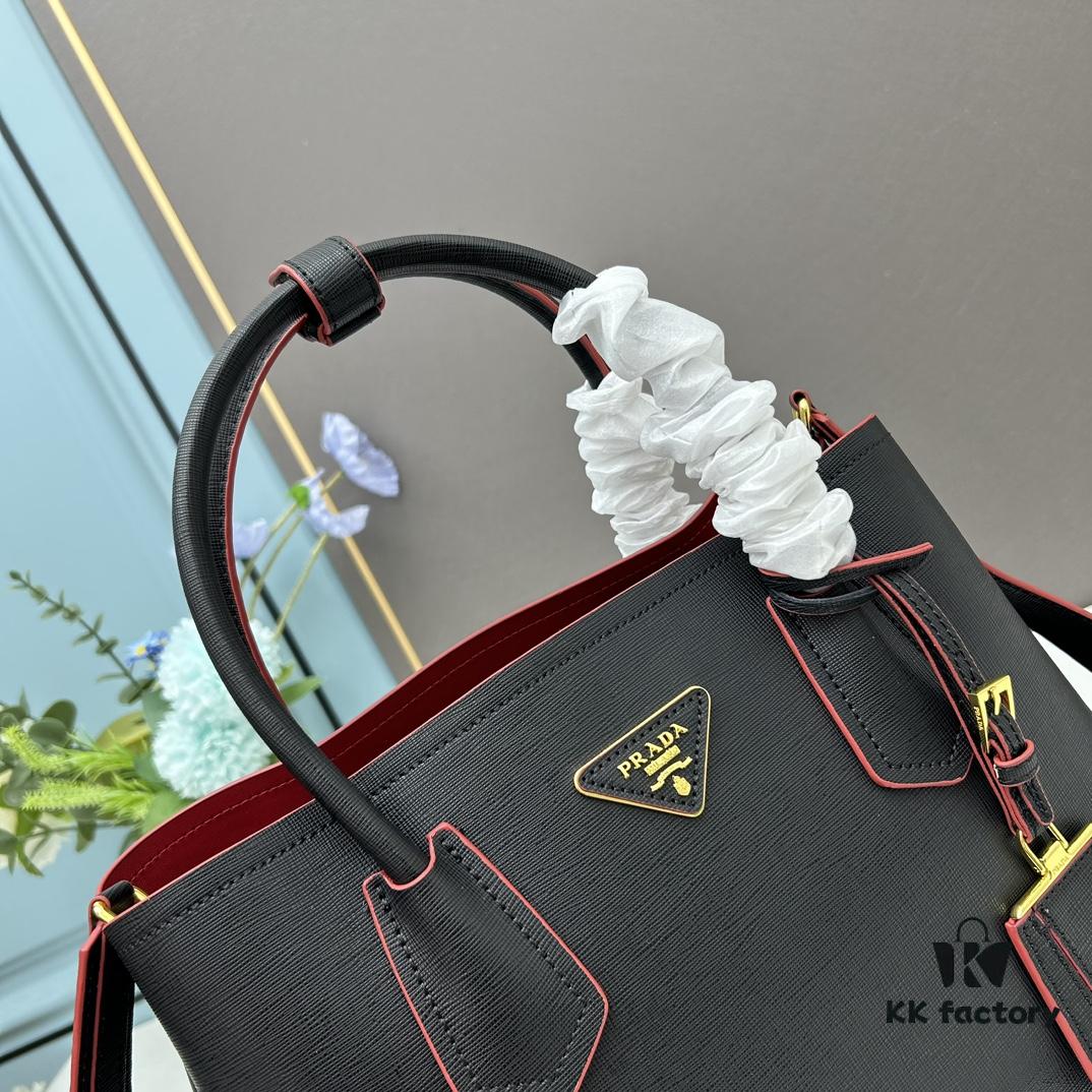 PRADA 2756# Original Top Layer Cross-Texture Cowhide Handbag