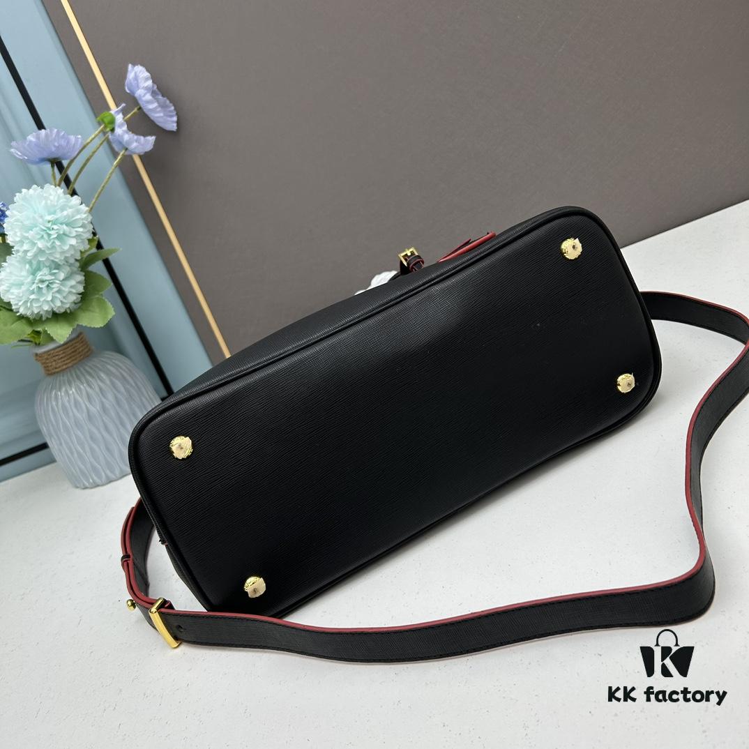 PRADA 2756# Original Top Layer Cross-Texture Cowhide Handbag