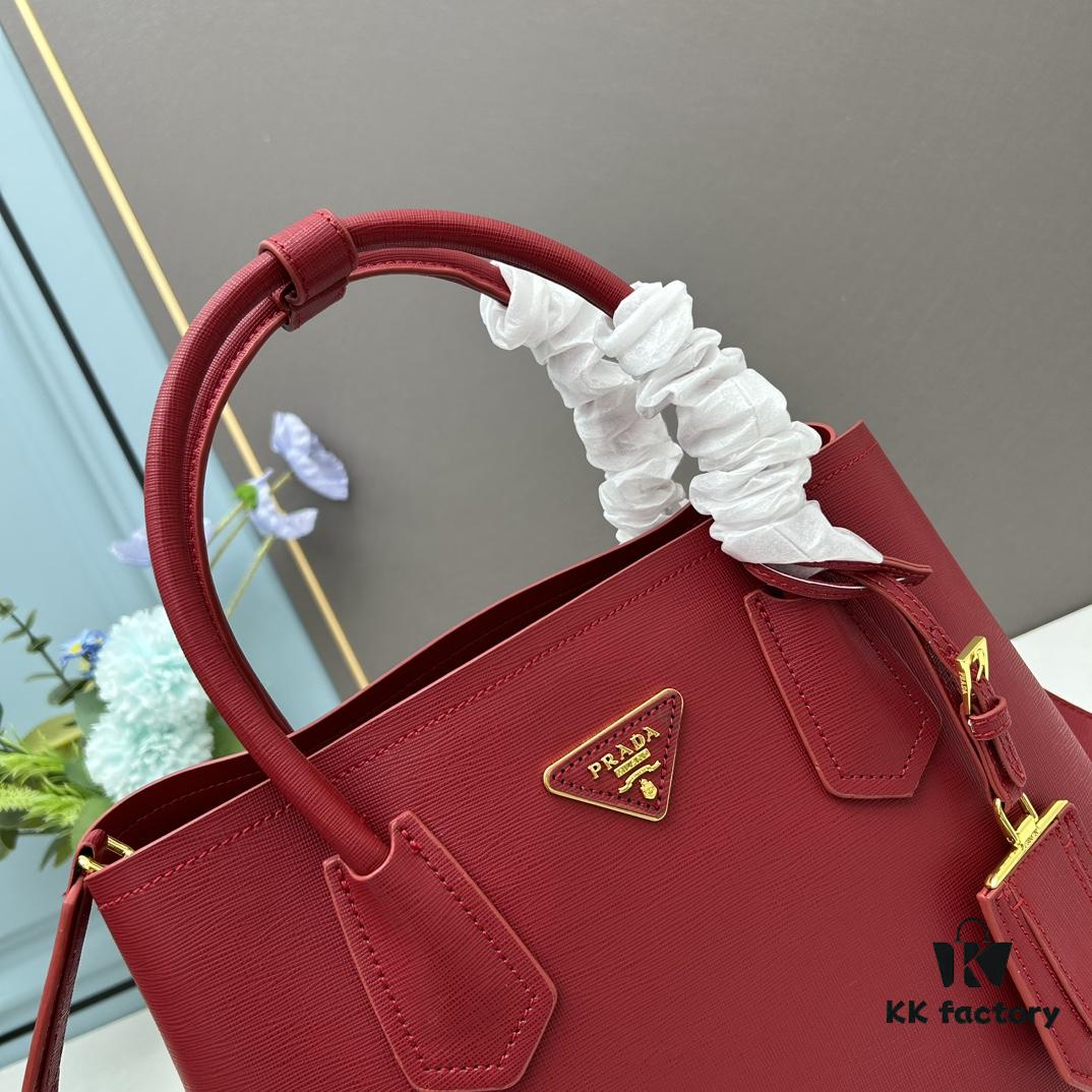 6930bc3a6e68136f4d9ae9f7 PRADA 2756# Original Full-Grain Crosshatch Calfskin - Classic Shopping Tote 34*26*16cm