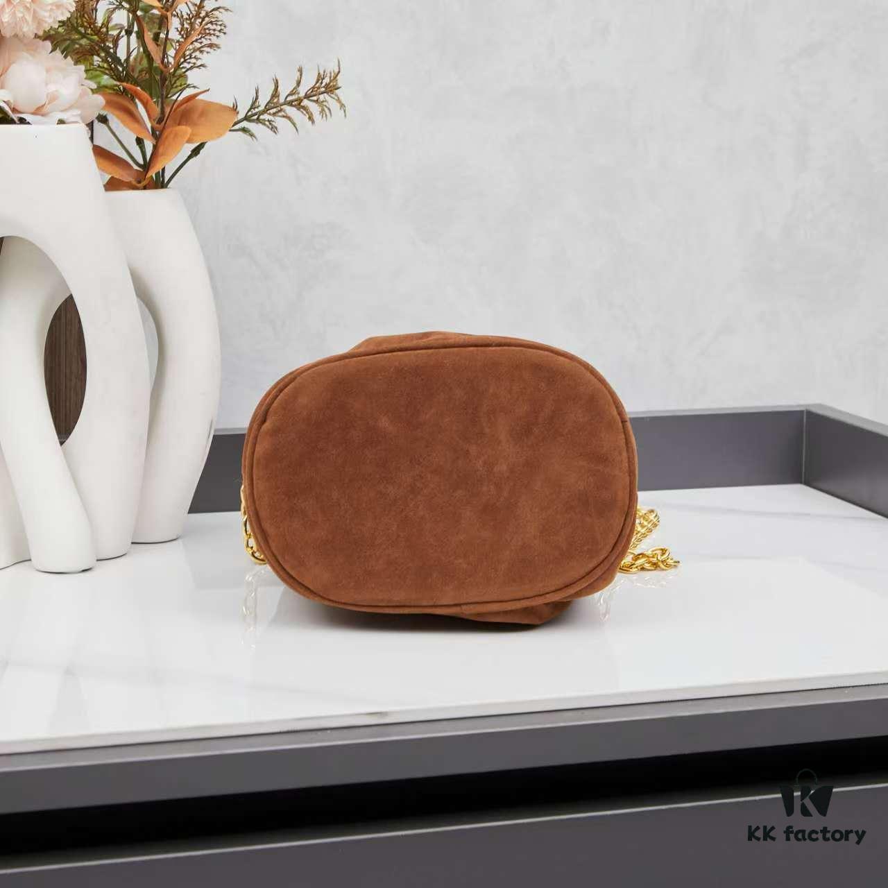 P Brand New Suede Bucket Bag with Box Packaging
