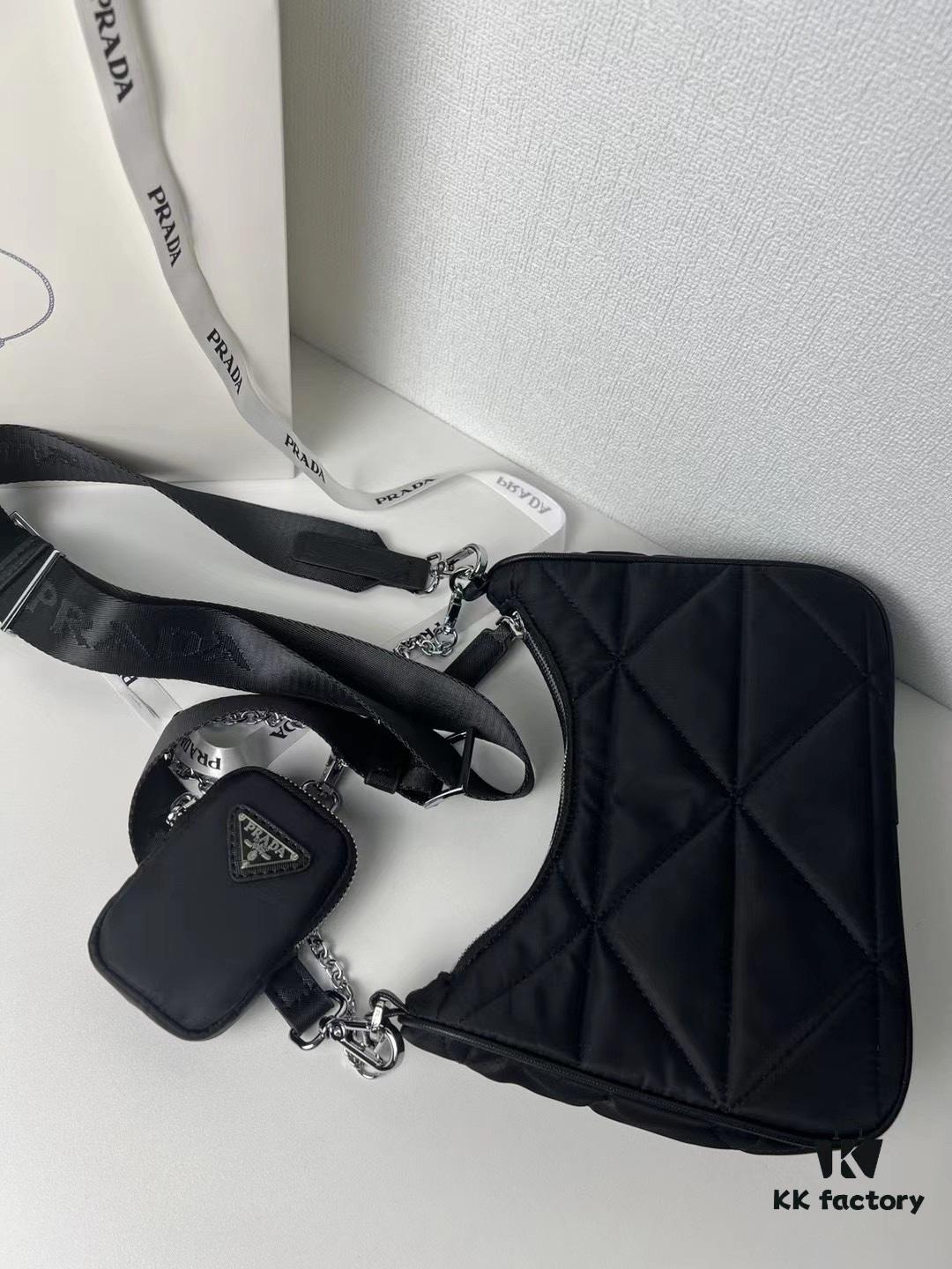 PRADA Imported Parachute Fabric with Leather Trim