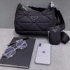 PRADA Imported Parachute Fabric with Leather Trim