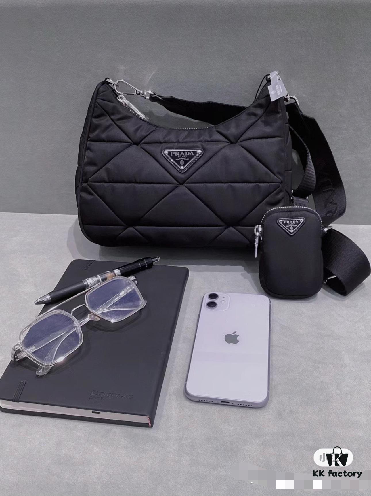 PRADA Imported Parachute Fabric with Leather Trim
