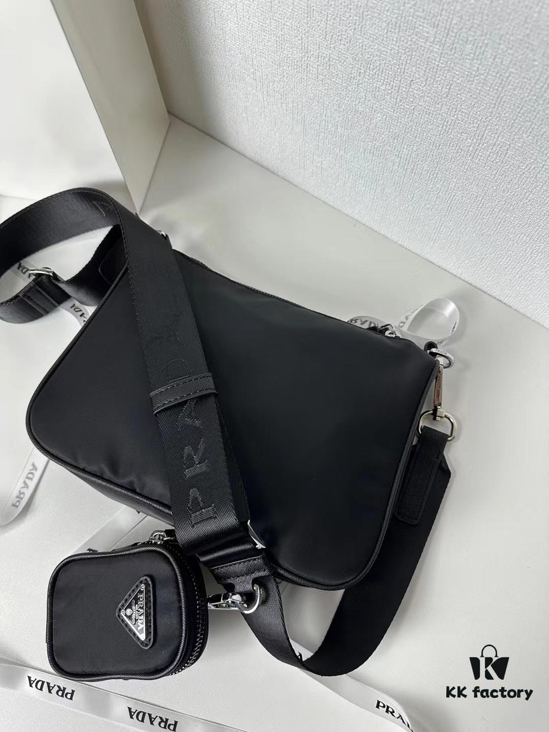 PRADA Imported Parachute Fabric with Leather Trim