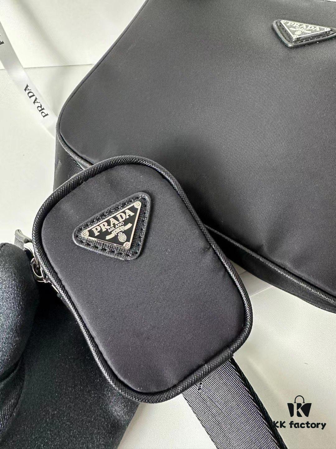 PRADA Imported Parachute Fabric with Leather Trim