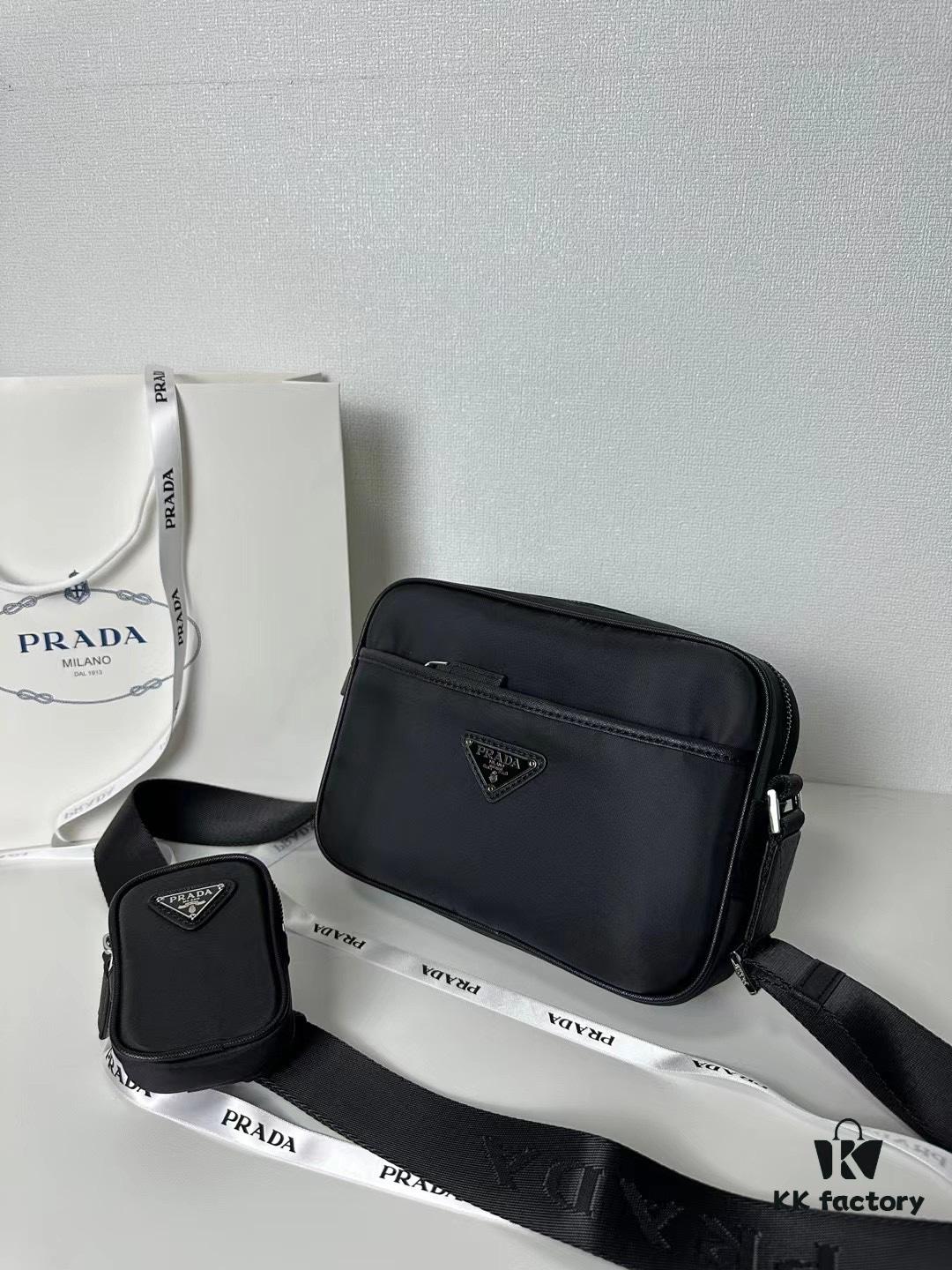 PRADA Imported Parachute Fabric with Leather Trimming
