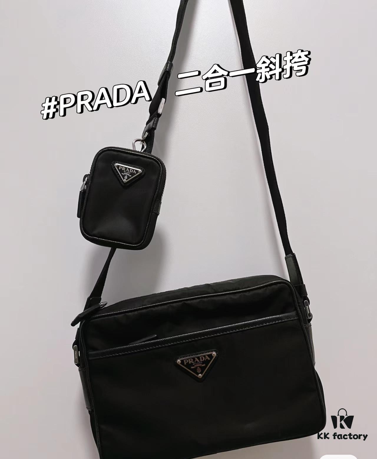 PRADA Imported Parachute Fabric with Leather Trimming