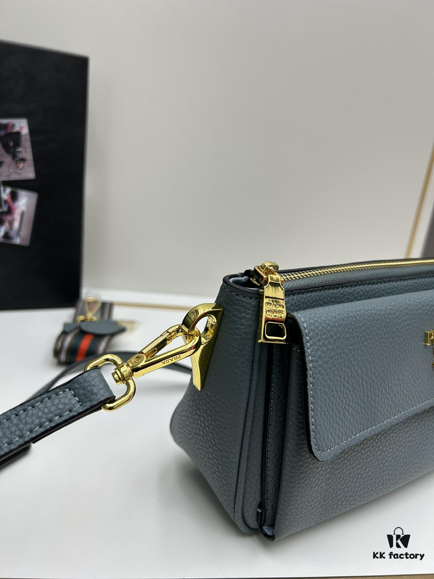 6930bd666e68136f4d9aebf3 PRADA Flip Zip Champion Edition with Dual Shoulder Straps (Striped Wide Fabric Strap & Extended Leather Shoulder Pad)