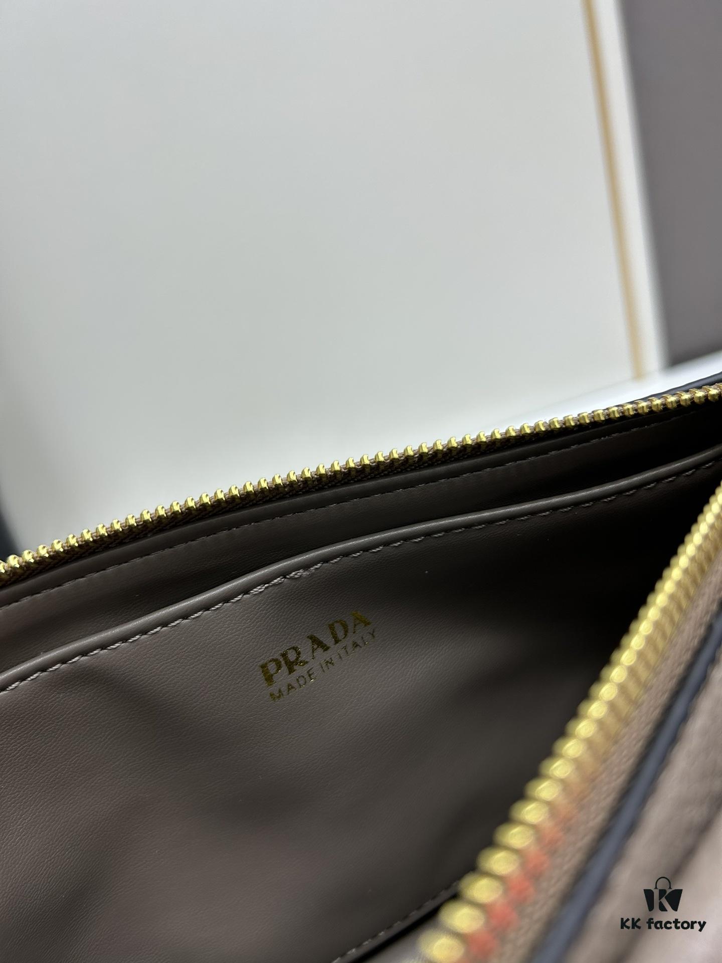 6930bd6c6e68136f4d9aebfa PRADA Flip Zip Champion Edition with Dual Shoulder Straps (Striped Wide Fabric Strap & Extended Leather Shoulder Pad)
