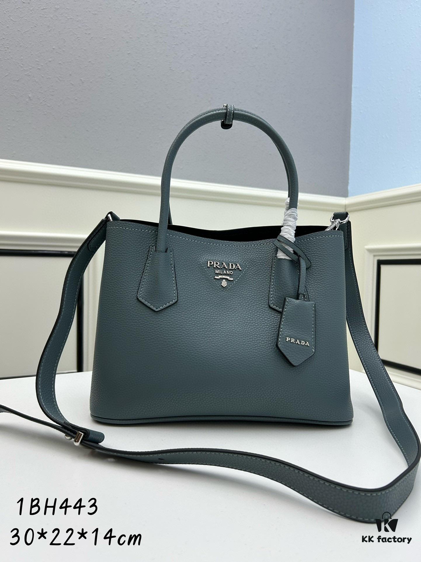Upgraded Large Size 🌹 PRADA DoubleBag Tote Bag, New Arrival (Large Version), Fine Cracked Calfskin Leather
