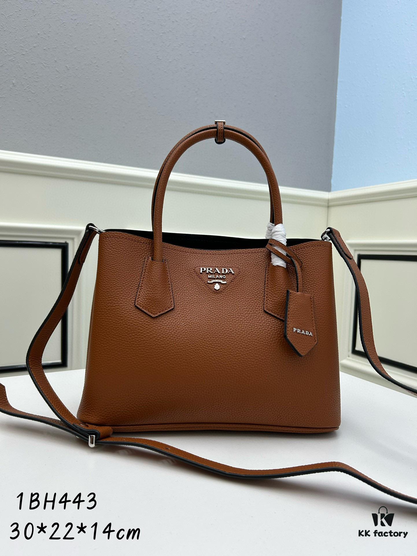 Upgraded Large Size 🌹 PRADA DoubleBag Tote Bag, New Arrival (Large Version), Fine Cracked Calfskin Leather