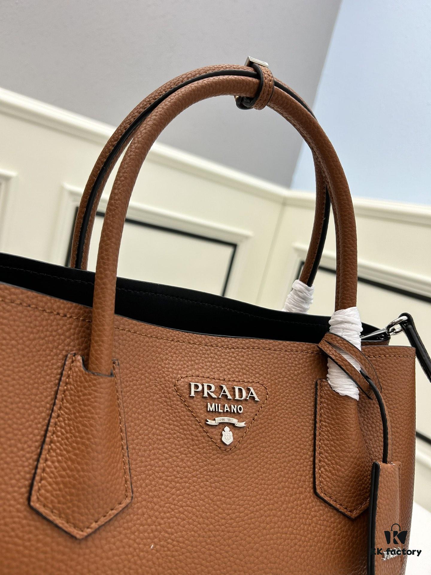 6930bdf96e68136f4d9aecd7 Upgraded Large Size 🌹 Prada PRADA New Arrival (Large Version) Fine Peccary Grain Leather DoubleBag Tote