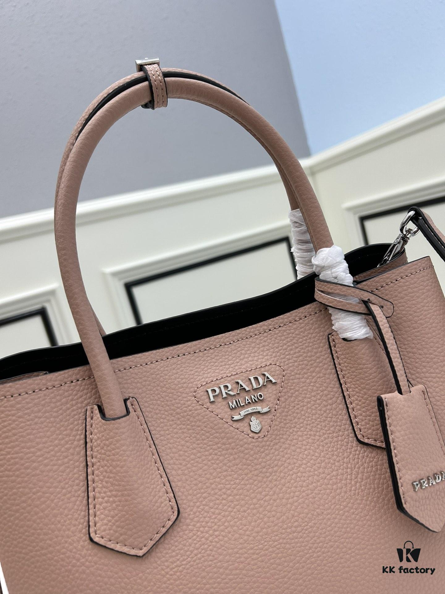 6930be036e68136f4d9aece8 Upgraded Large Size 🌹 Prada PRADA New Arrival (Large Version) Fine Crinkled Leather DoubleBag Tote