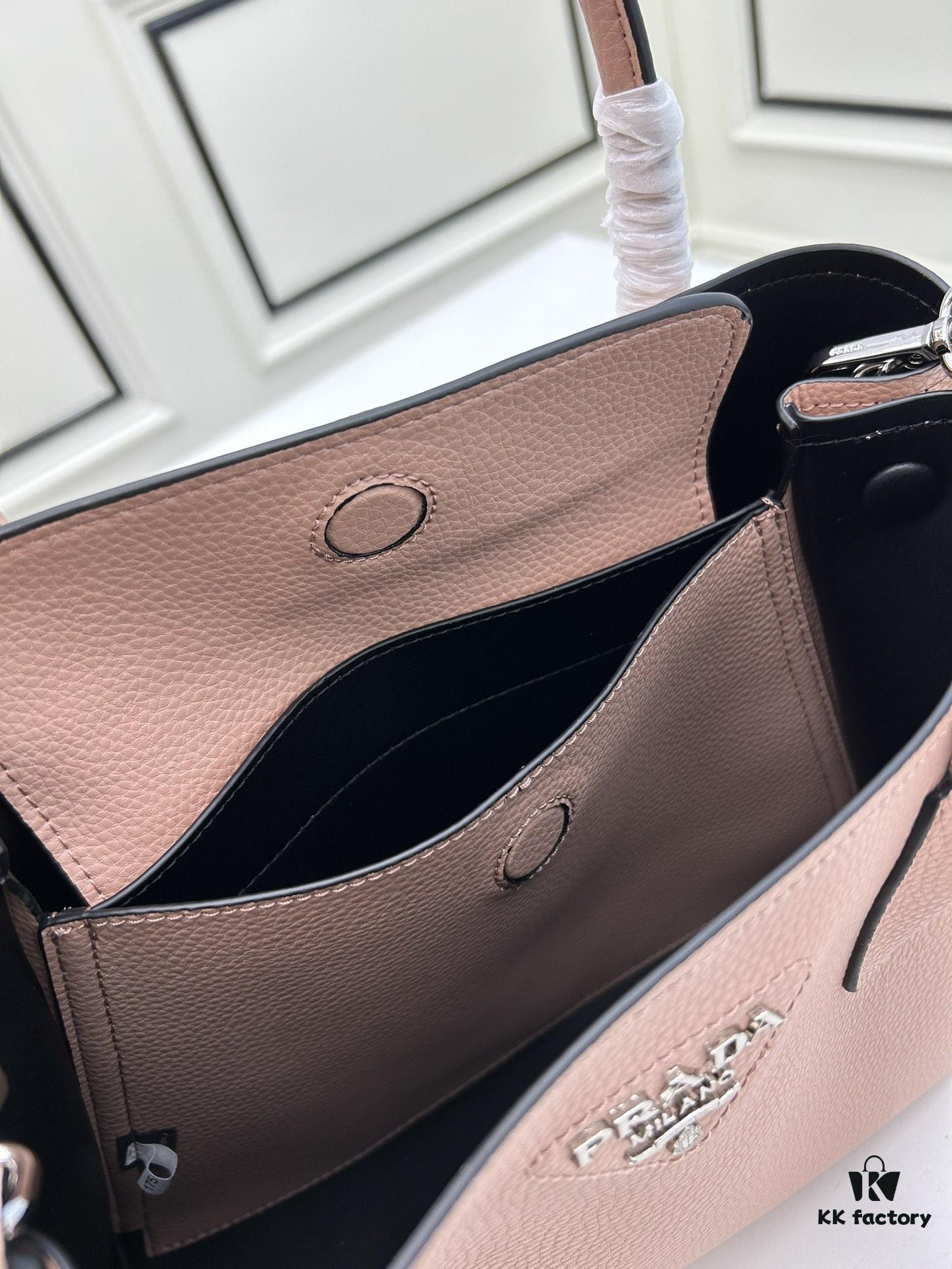 6930be066e68136f4d9aecec Upgraded Large Size 🌹 Prada PRADA New Arrival (Large Version) Fine Crinkled Leather DoubleBag Tote