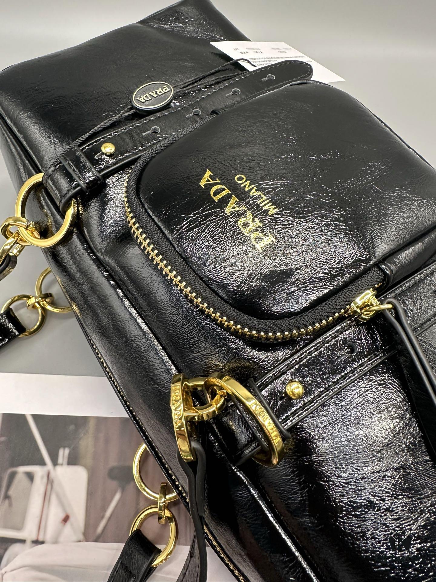 Prada New Dangle Handbag in Oil-Waxed Leather, Top Handle or Shoulder Bag