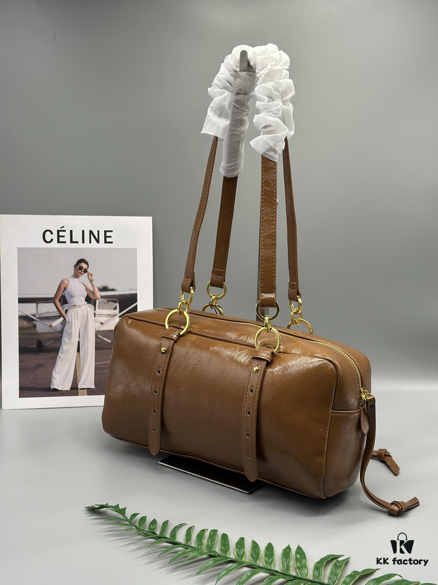 Prada New Dangle Handbag in Oil-Waxed Leather, Tote and Shoulder Bag