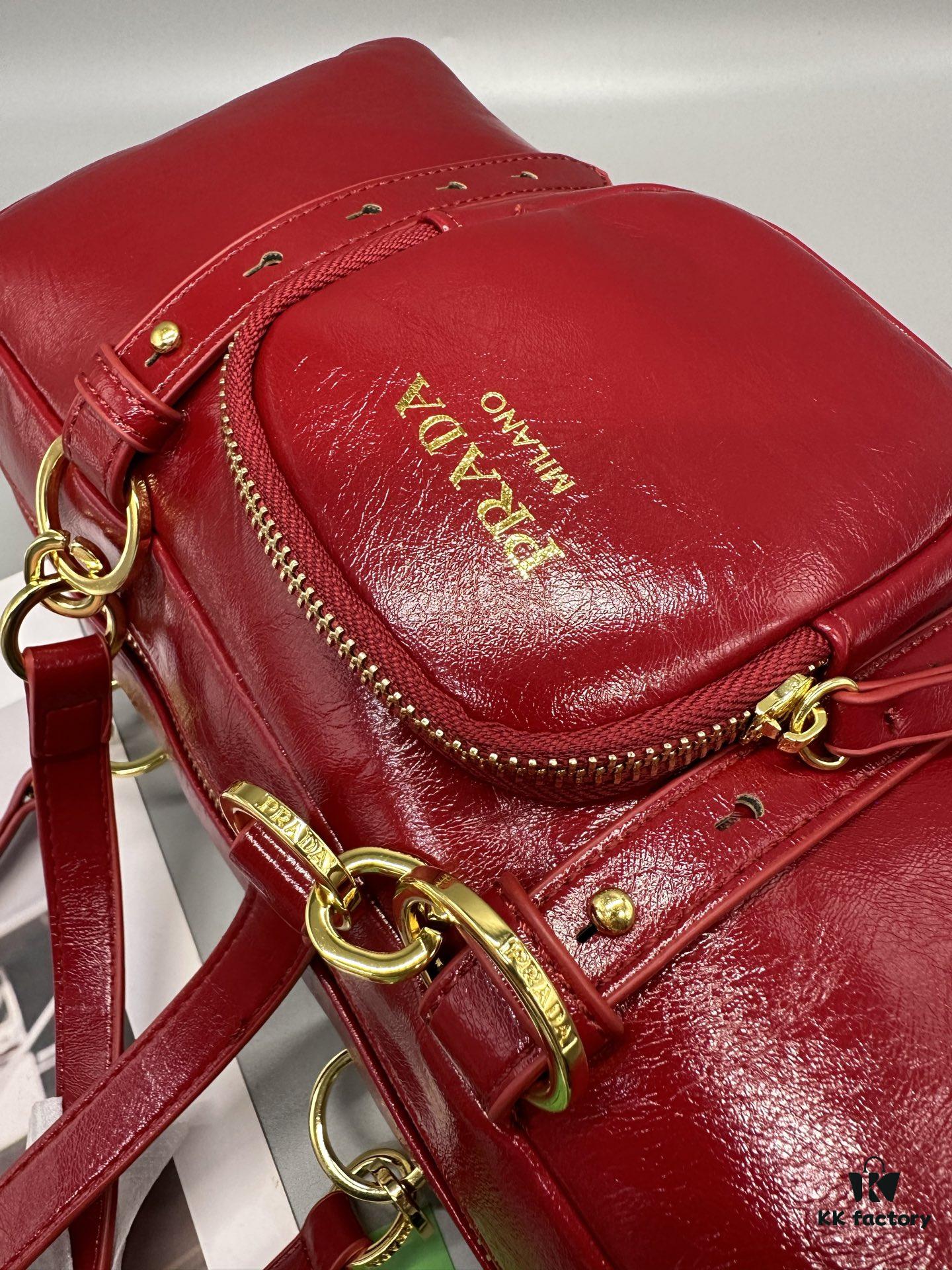 Prada New Dangle Handbag in Oil-Waxed Leather, Tote and Shoulder Bag