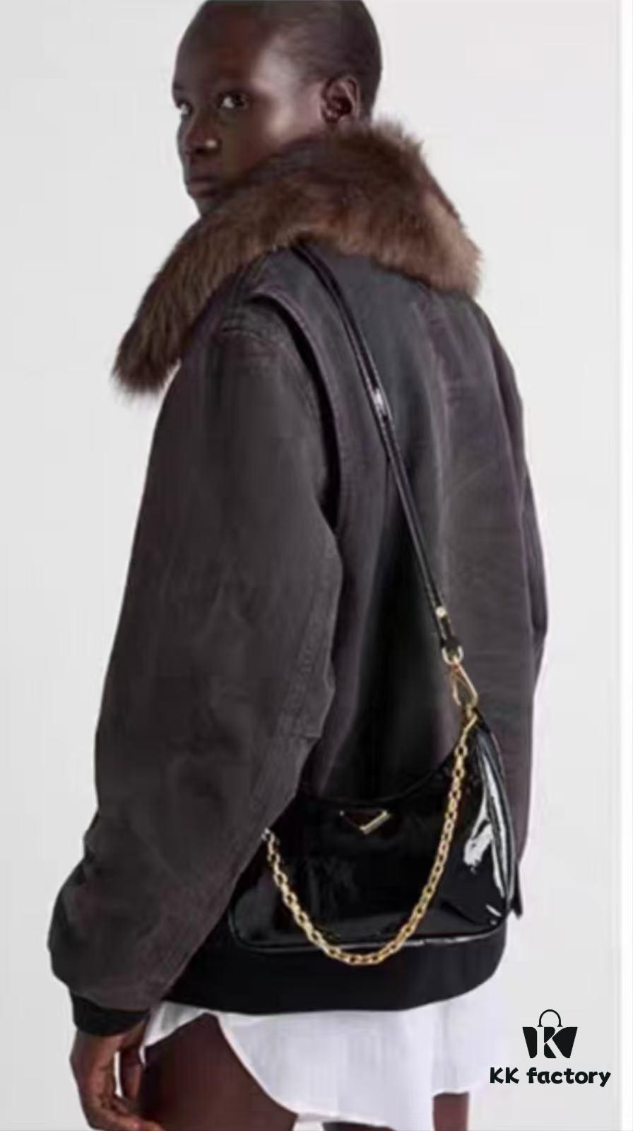 6930be556e68136f4d9aed66 PRADA Re-Edition NaplaK Women's Shoulder or Crossbody Bag in Enamel-Finished Calfskin with Box 🎁