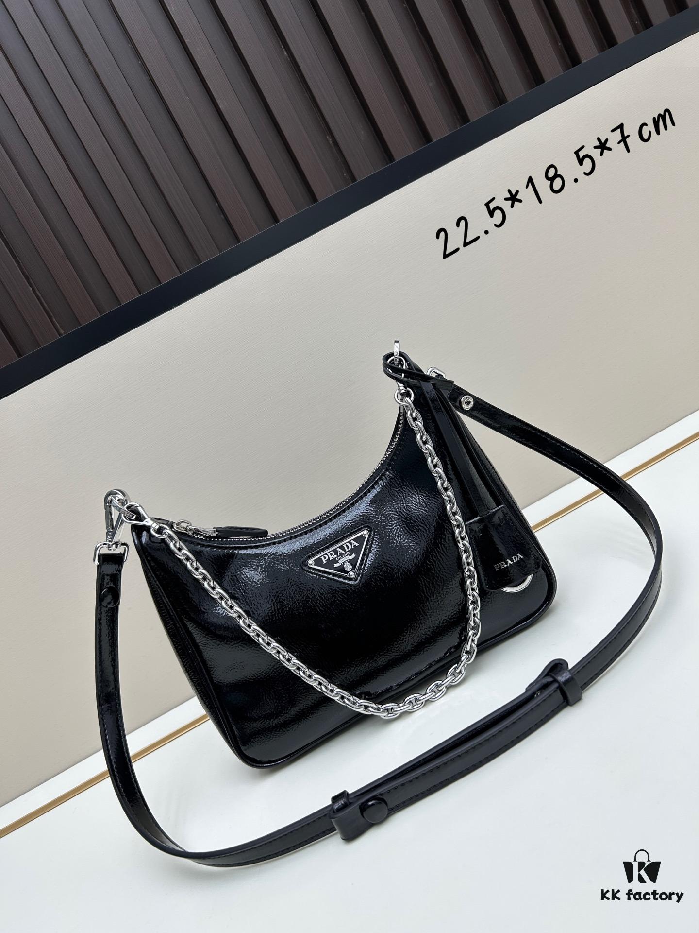 6930be576e68136f4d9aed68 PRADA Re-Edition NaplaK Women's Shoulder or Crossbody Bag in Enamel Leather with Box 🎁