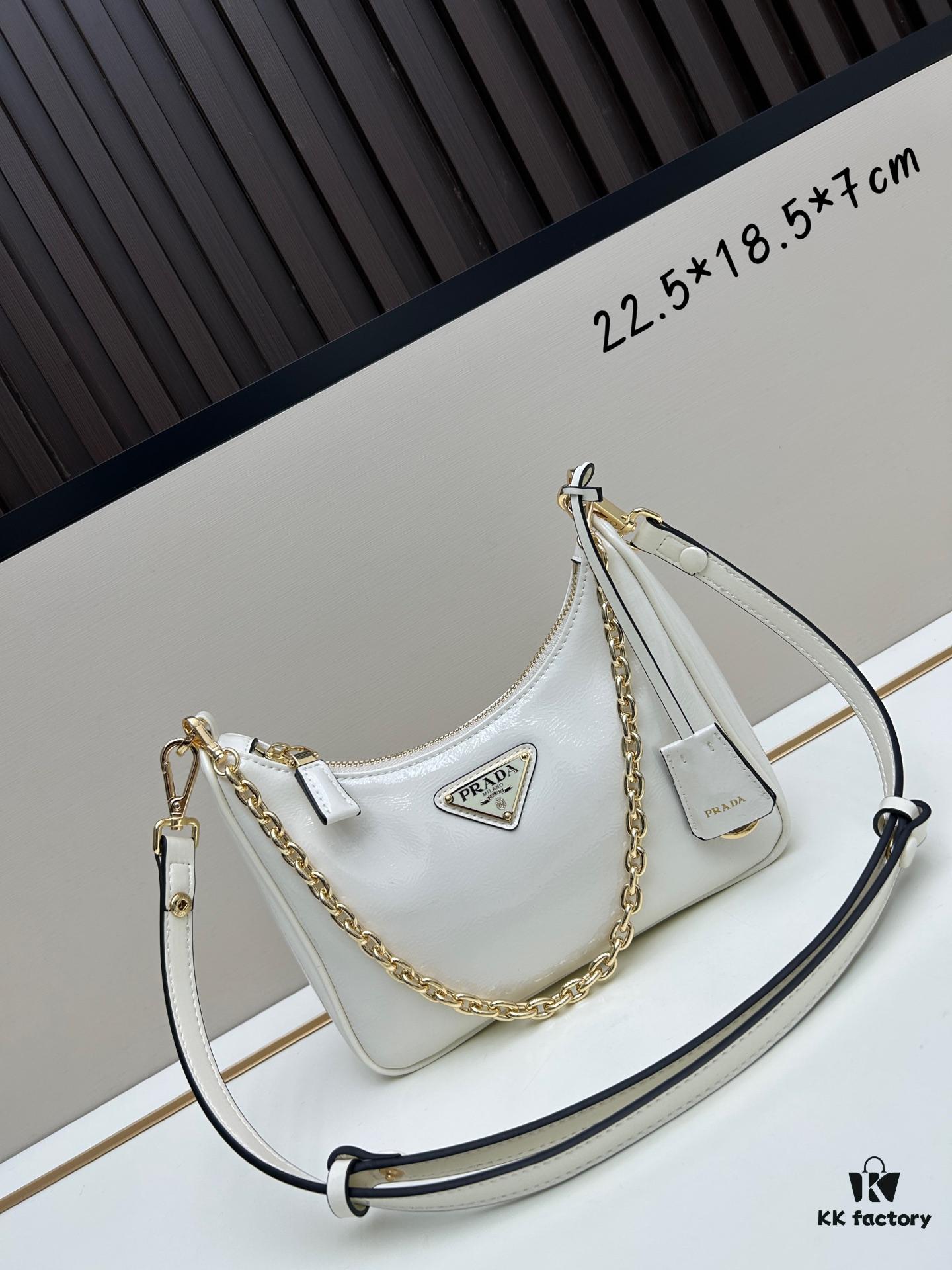 6930be5a6e68136f4d9aed6c PRADA Re-Edition NaplaK Women's Shoulder or Crossbody Bag in Enamel-Finished Calfskin with Box 🎁