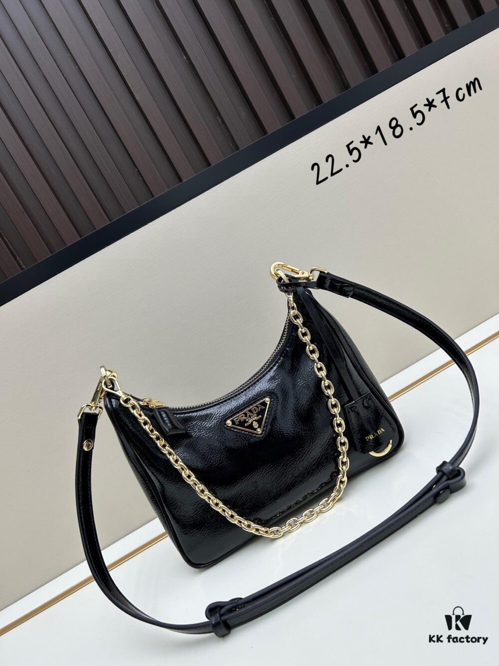 6930be5b6e68136f4d9aed6e Enamel Calfskin Leather Shoulder Bag with Box 🎁 PRADA Re-Edition NaplaK Women's Crossbody or Shoulder Bag