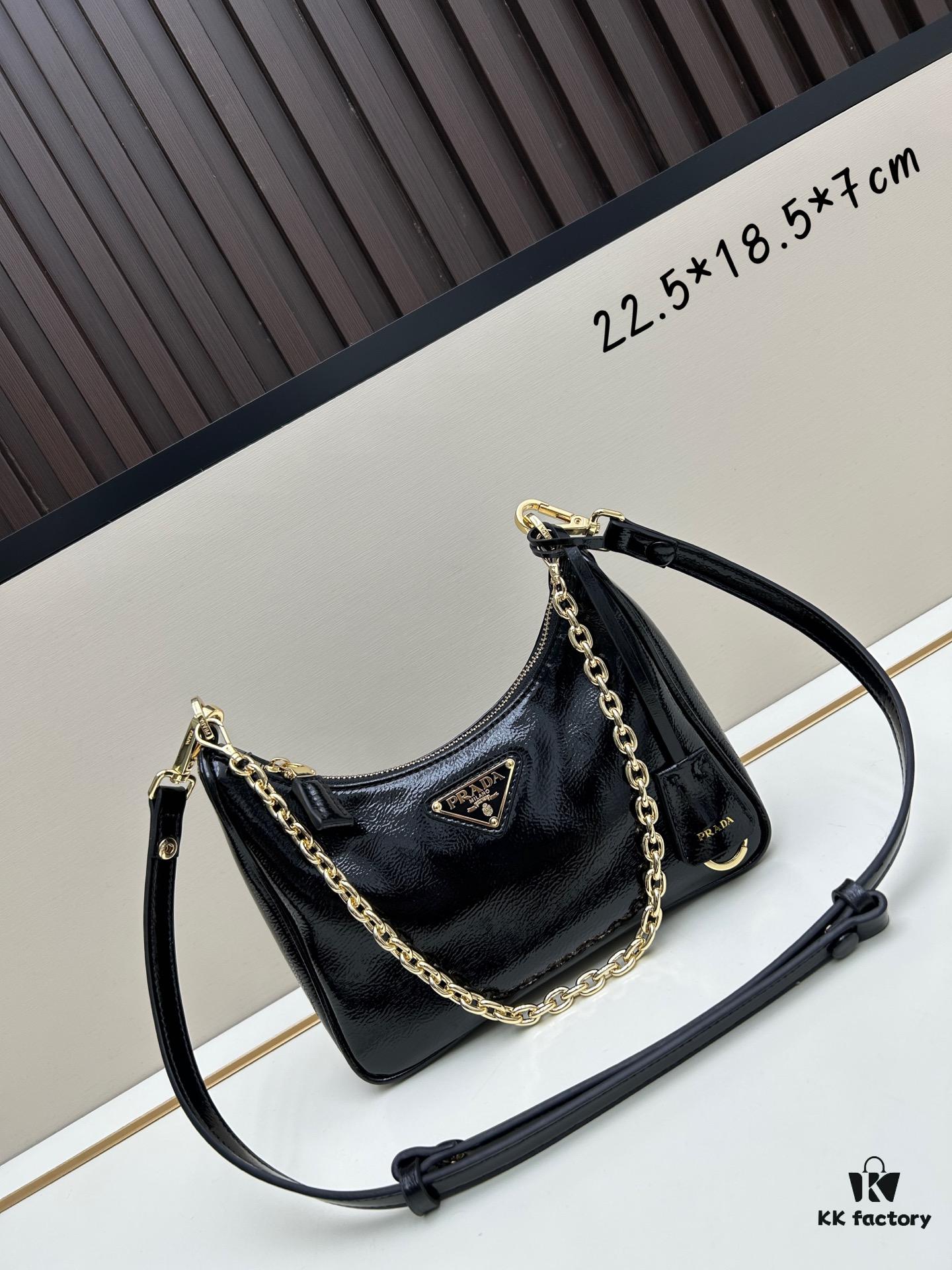 6930be5b6e68136f4d9aed6e PRADA Re-Edition NaplaK Women's Shoulder or Crossbody Bag in Enamel-Finished Calfskin with Box 🎁