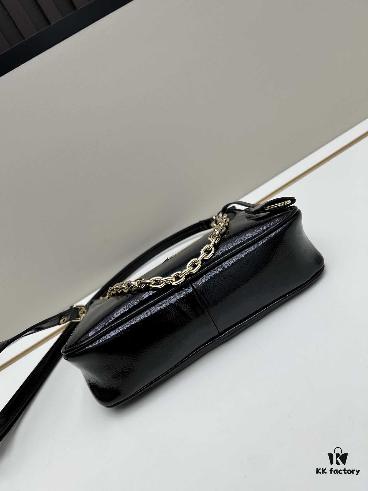 6930be646e68136f4d9aed77 Enamel Calfskin Leather Shoulder Bag with Box 🎁 PRADA Re-Edition NaplaK Women's Crossbody or Shoulder Bag