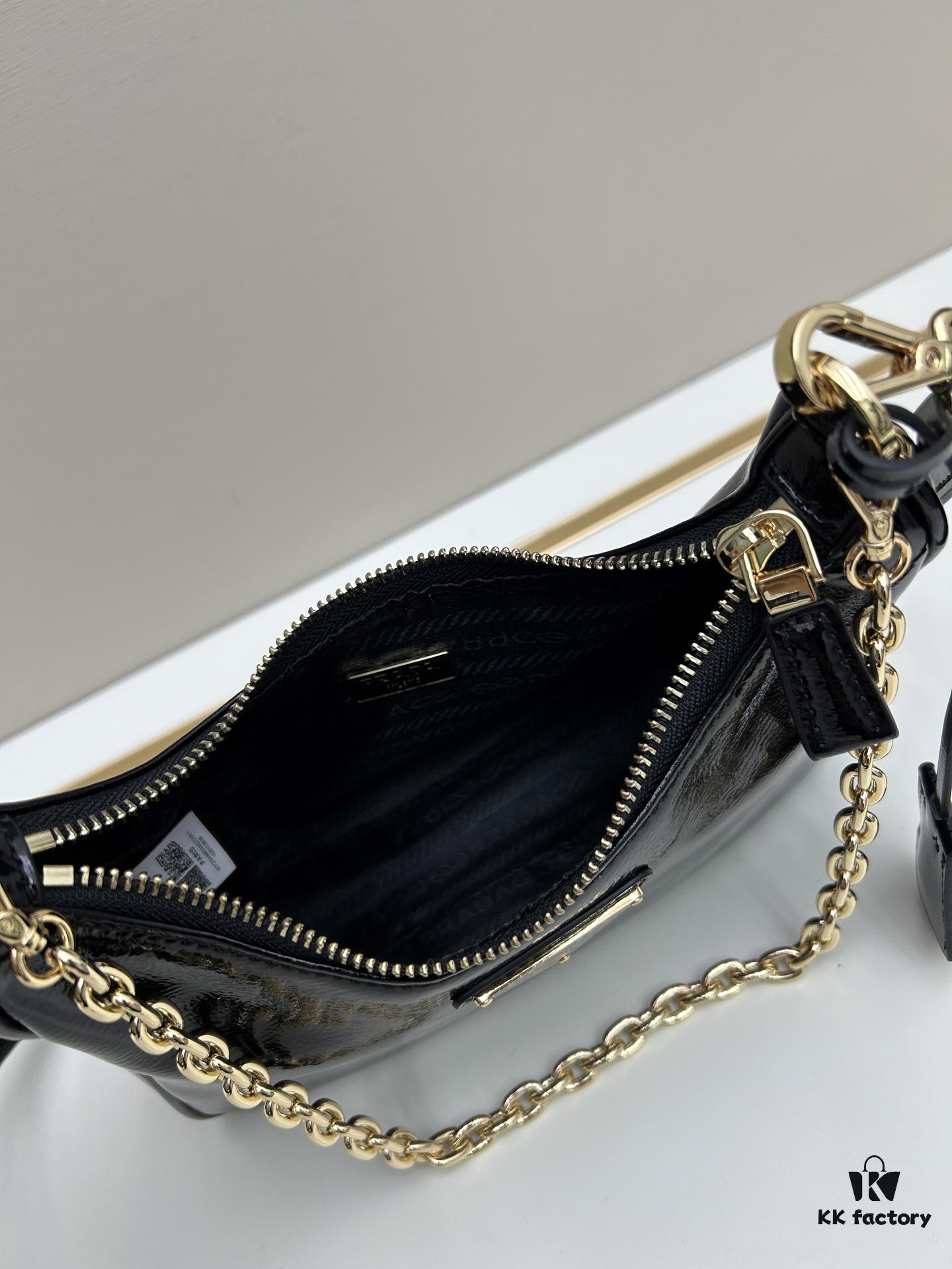 6930be656e68136f4d9aed7c Enamel Calfskin Leather Shoulder Bag with Box 🎁 PRADA Re-Edition NaplaK Women's Crossbody or Shoulder Bag