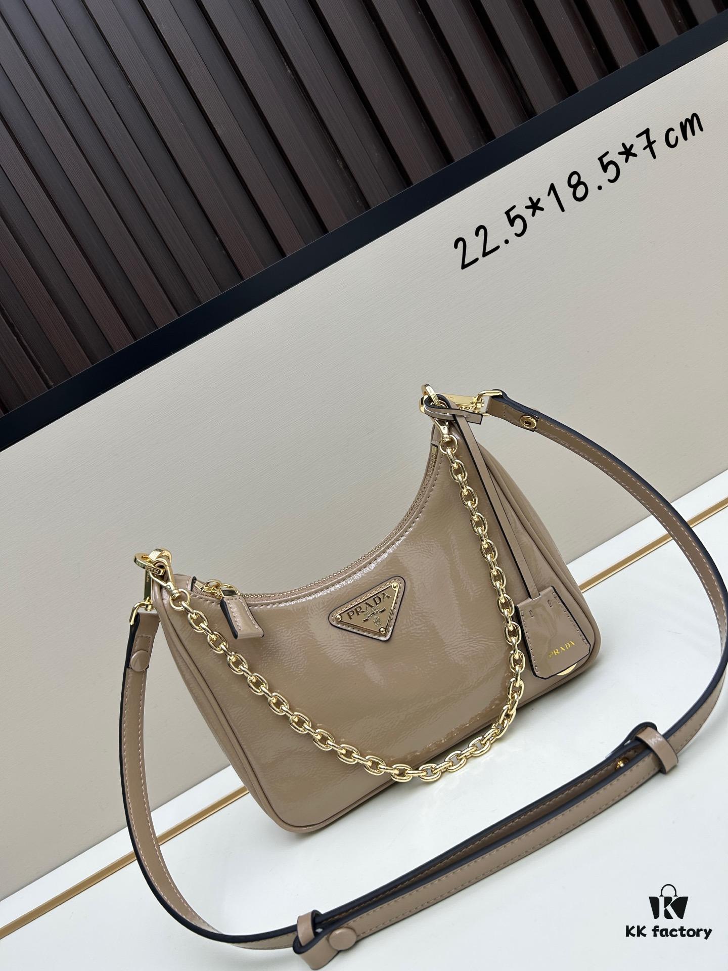 6930be666e68136f4d9aed7e PRADA Re-Edition NaplaK Women's Shoulder or Crossbody Bag in Enamel-Finished Calfskin with Box 🎁