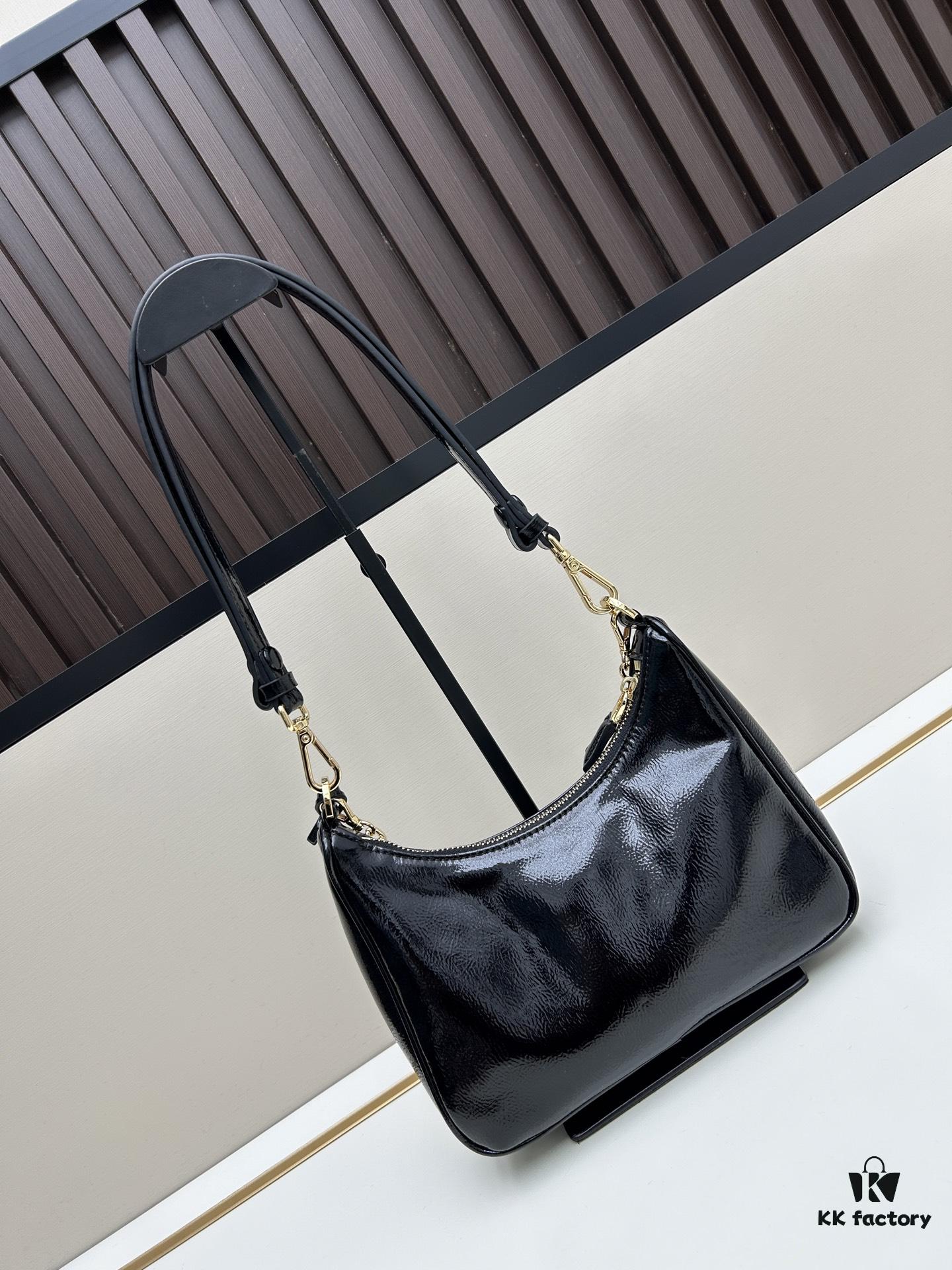 6930be696e68136f4d9aed81 Enamel Calfskin Leather Shoulder Bag with Box 🎁 PRADA Re-Edition NaplaK Women's Crossbody or Shoulder Bag