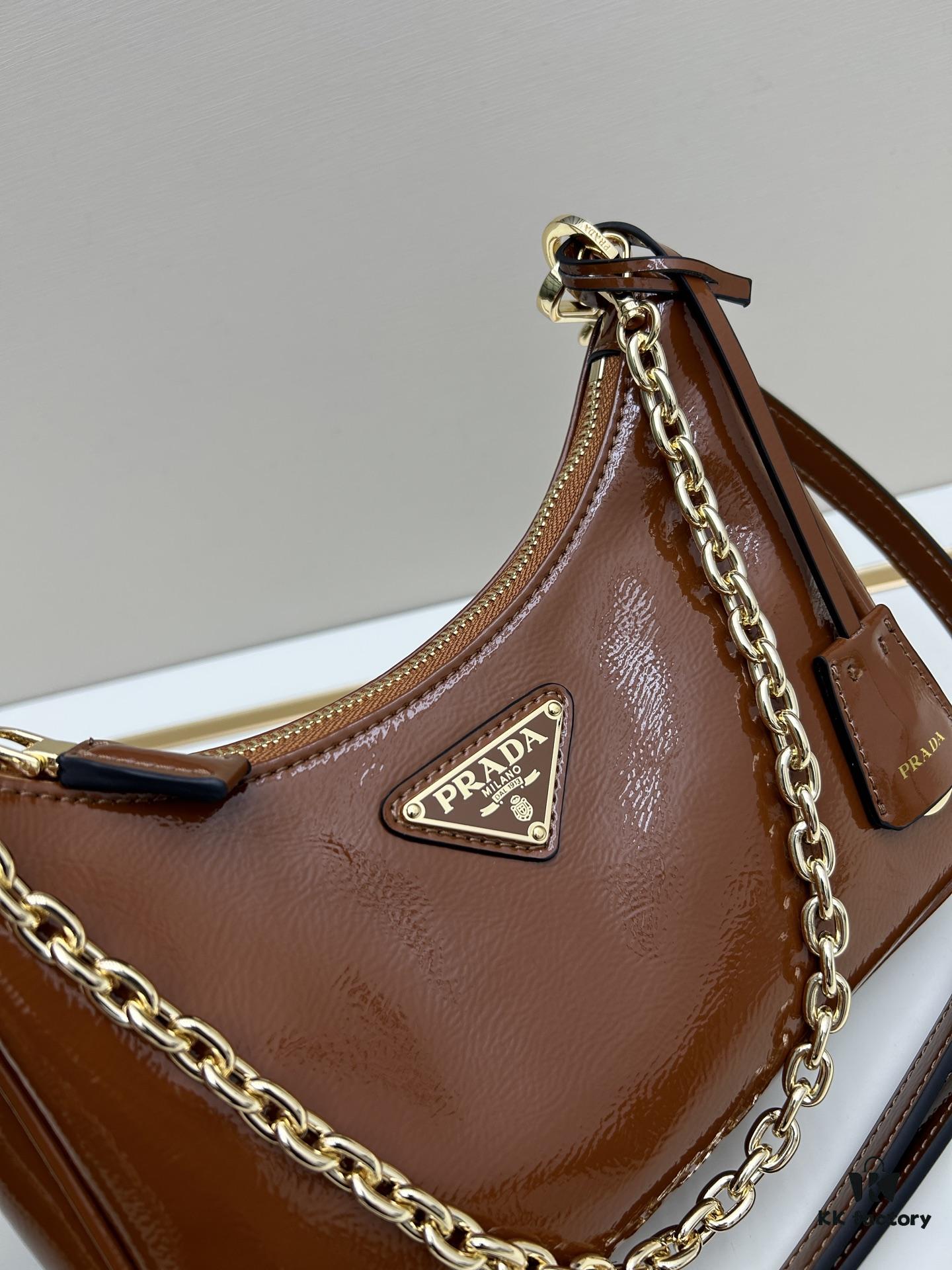 6930be6a6e68136f4d9aed82 PRADA Re-Edition NaplaK Women's Shoulder or Crossbody Bag in Enamel Leather with Box 🎁