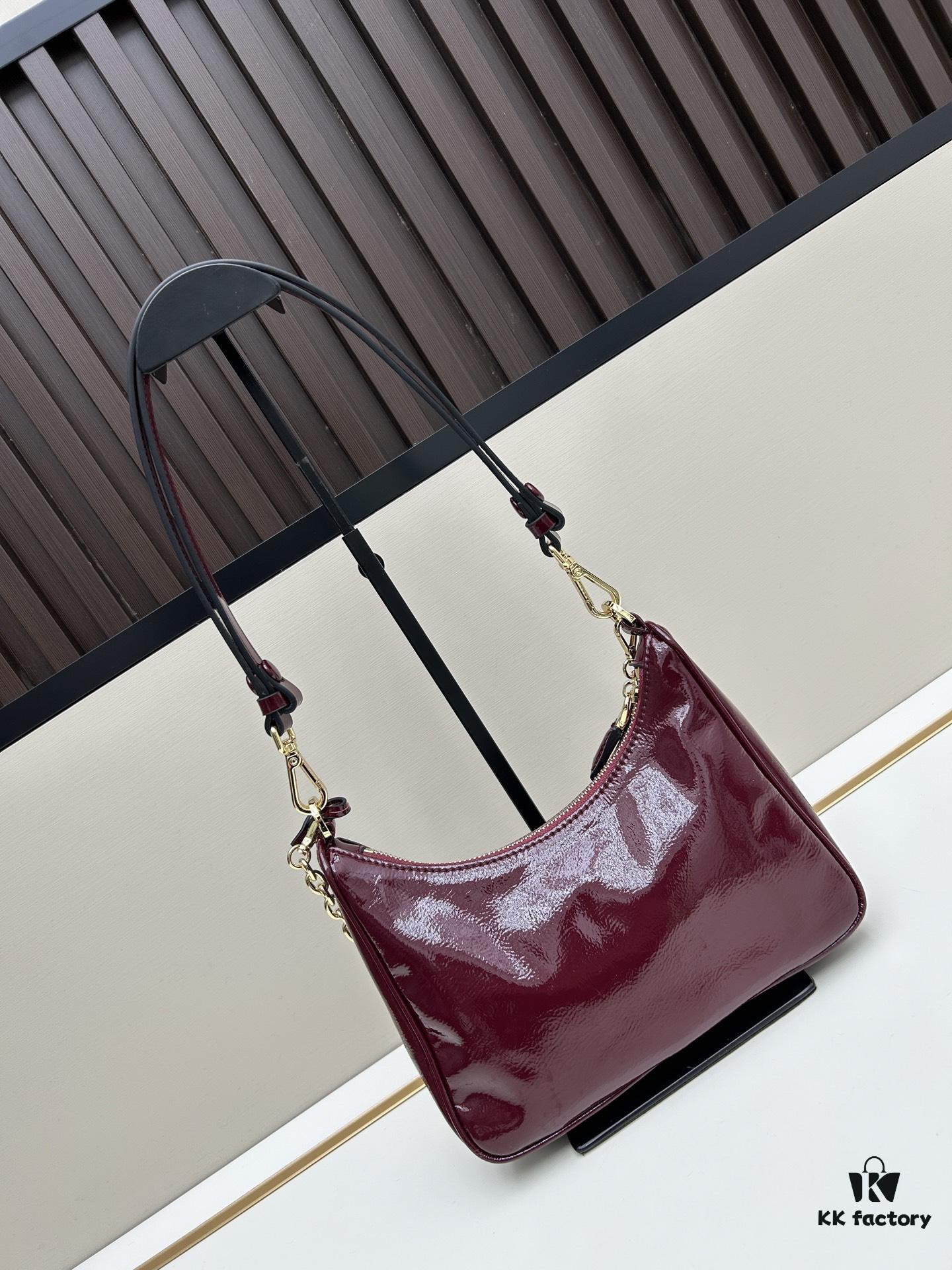 6930be6c6e68136f4d9aed87 PRADA Re-Edition NaplaK Women's Shoulder or Crossbody Bag in Enamel Leather with Box 🎁