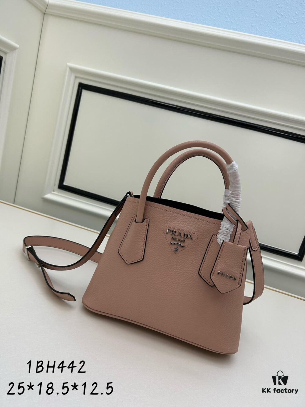 6930be836e68136f4d9aedaf PRADA New Arrival (Mini Size) - Double Bag Mini Shopping Tote in Fine Crispy Calf Leather