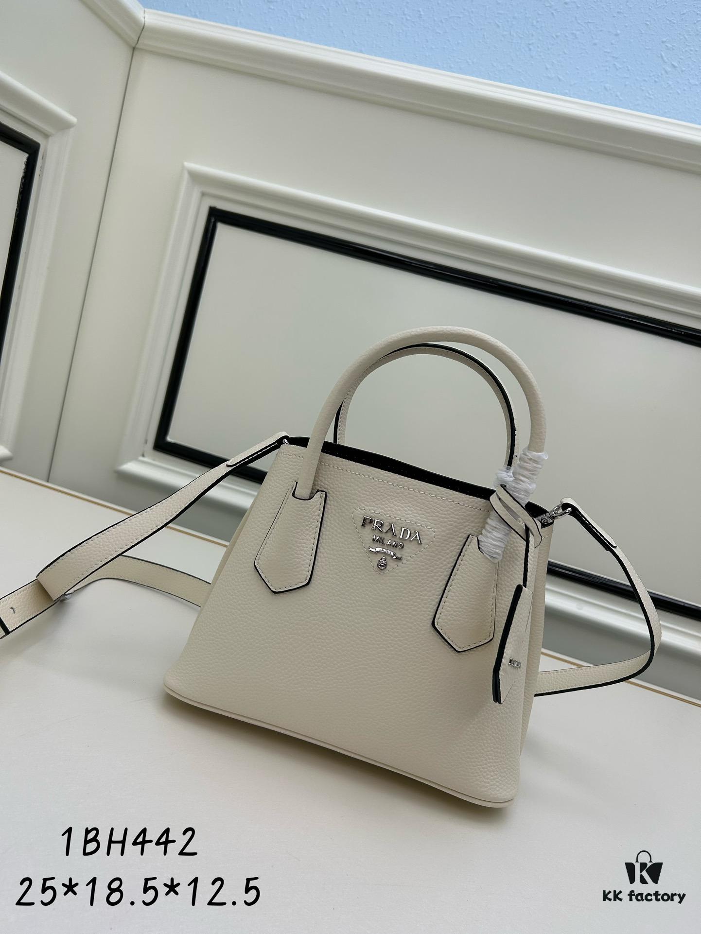 6930be846e68136f4d9aedb2 PRADA New Arrival (Mini Size) - Double Bag Mini Shopping Tote in Fine Crispy Calf Leather