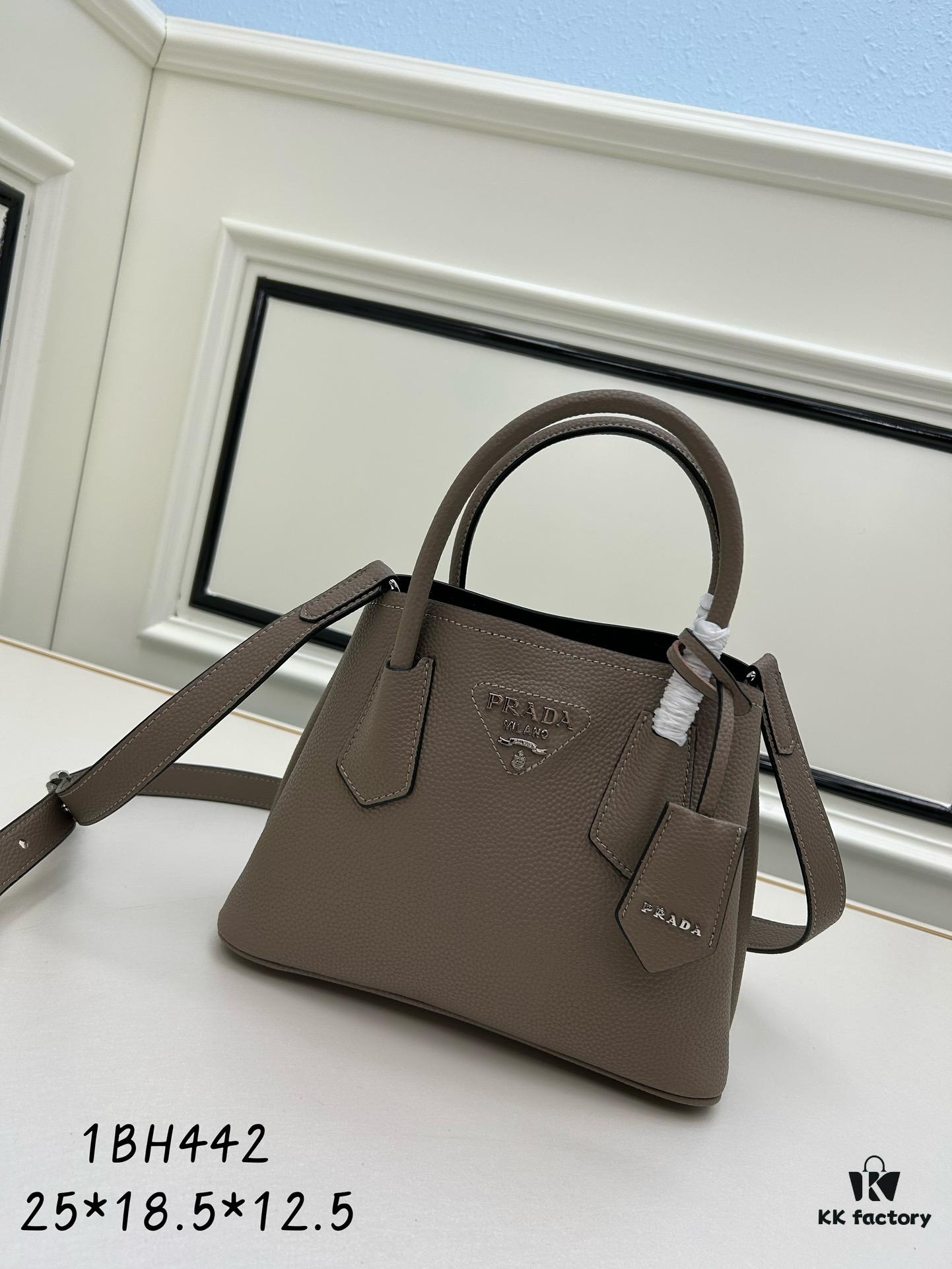 6930be866e68136f4d9aedb5 PRADA New Arrival (Mini Size) - Double Bag Mini Shopping Tote in Fine Crispy Calf Leather