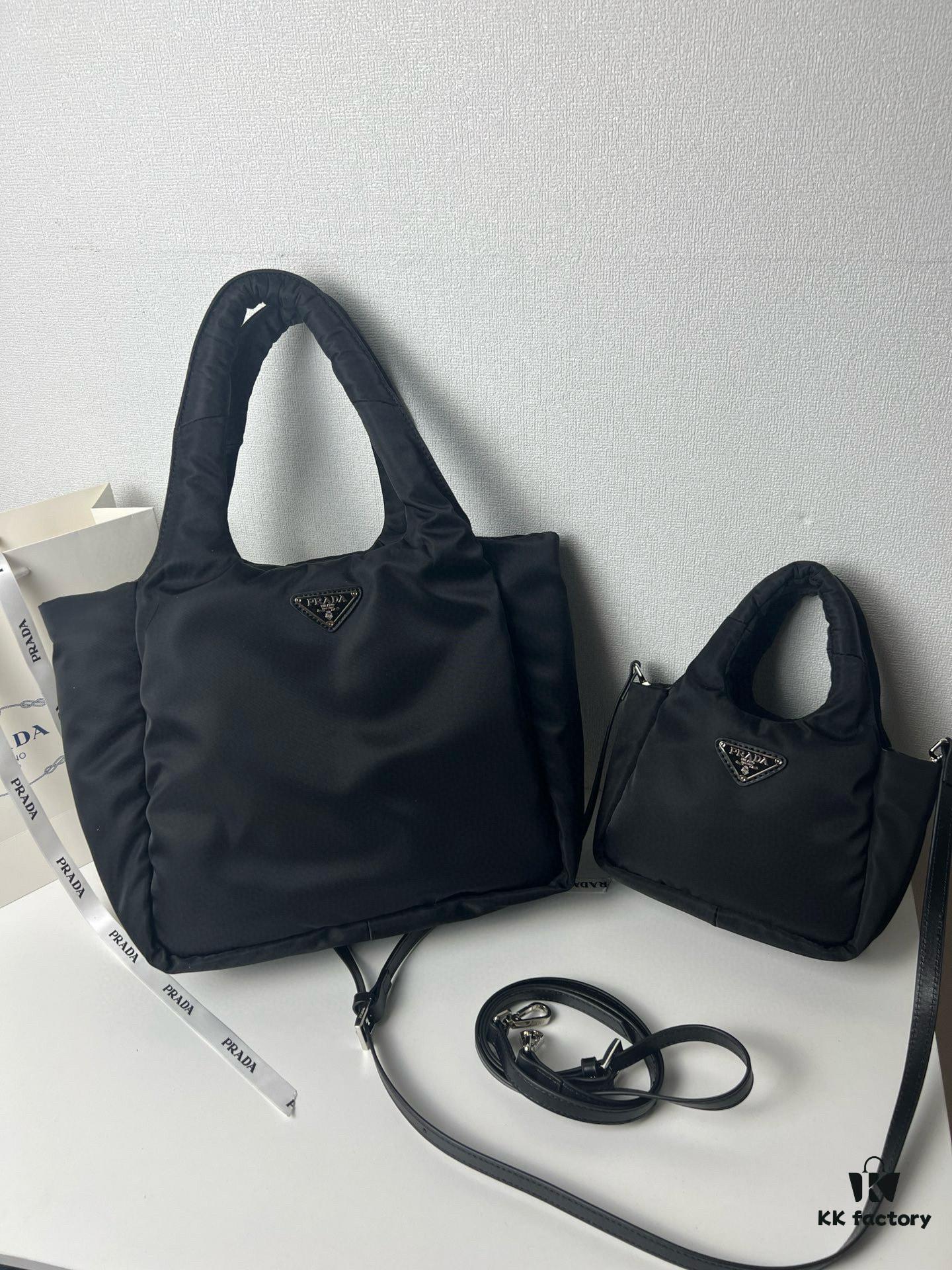 6930beb76e68136f4d9aedf9 Prada Nylon Cotton Tote Bag (with Long Shoulder Strap)