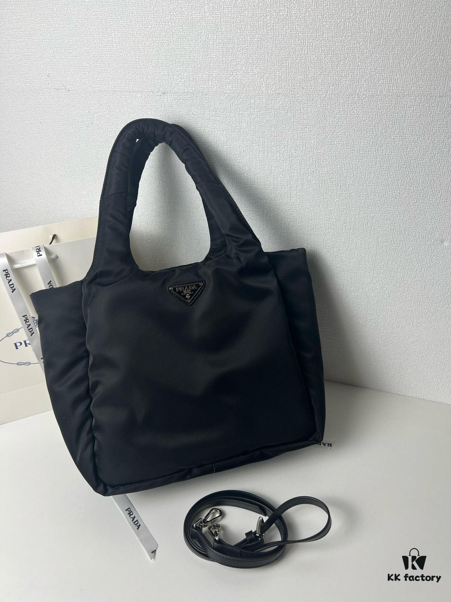 6930beba6e68136f4d9aee00 Prada Nylon Cotton Tote Bag (with Long Shoulder Strap)