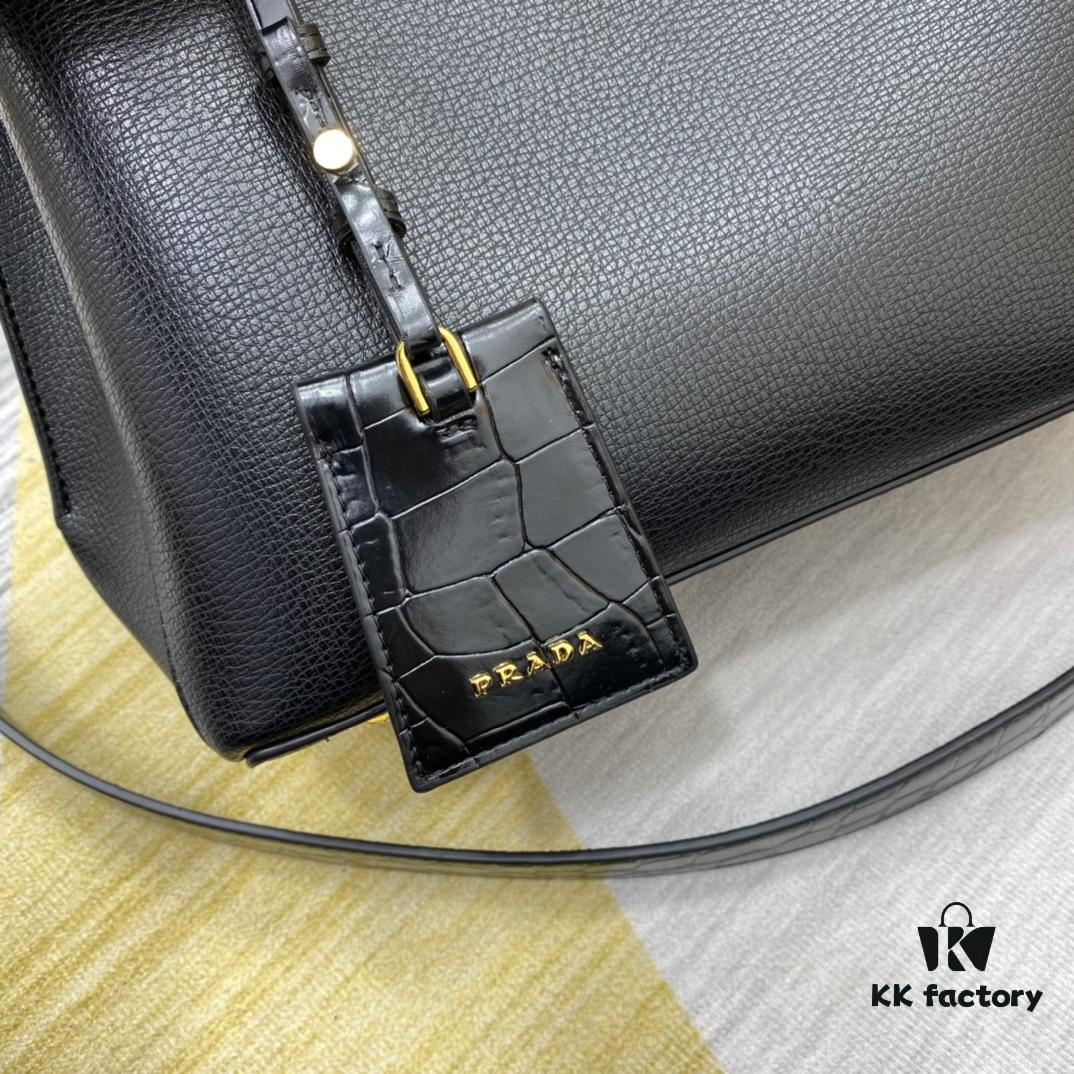 2020 New Arrival PRADA Handbag Model 66152 - Smooth Calfskin with Shiny Crocodile Texture