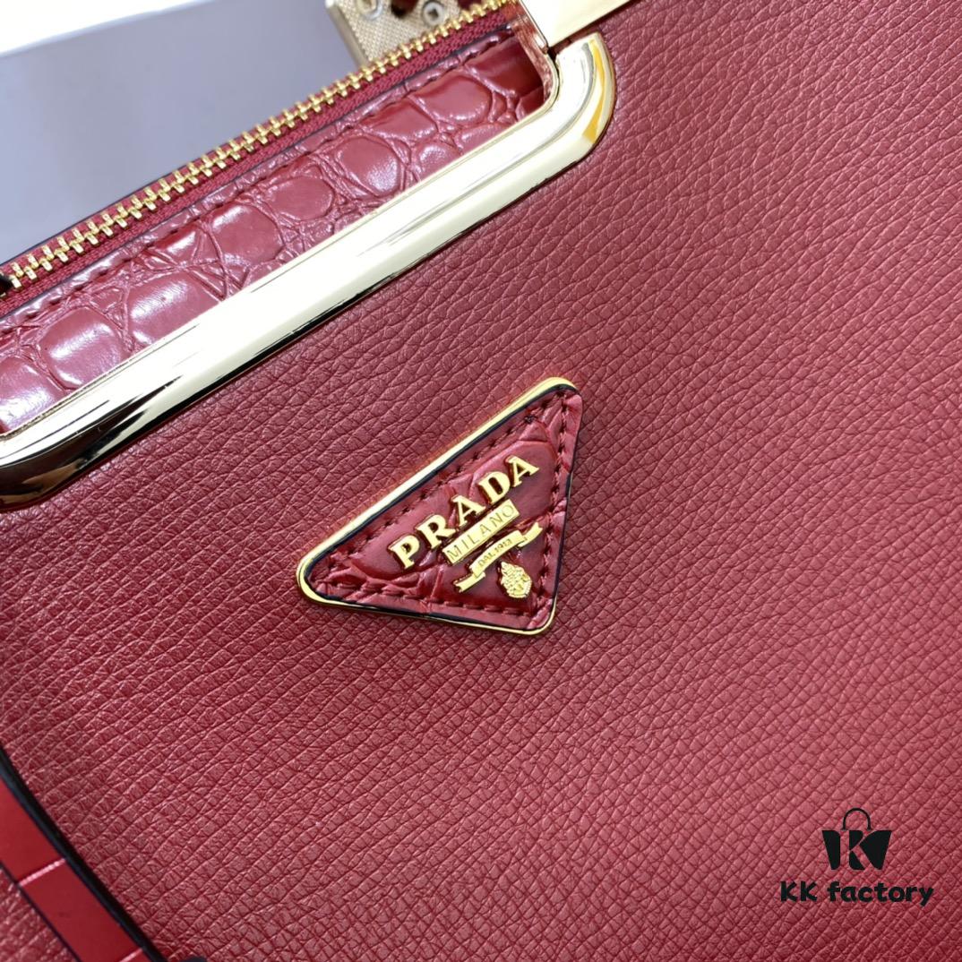 6930befa6e68136f4d9aee72 2020 New Arrival Prada-Style Handbag, Model 66152, Premium Cowhide with Shiny Crocodile Texture, Spacious Designer Tote