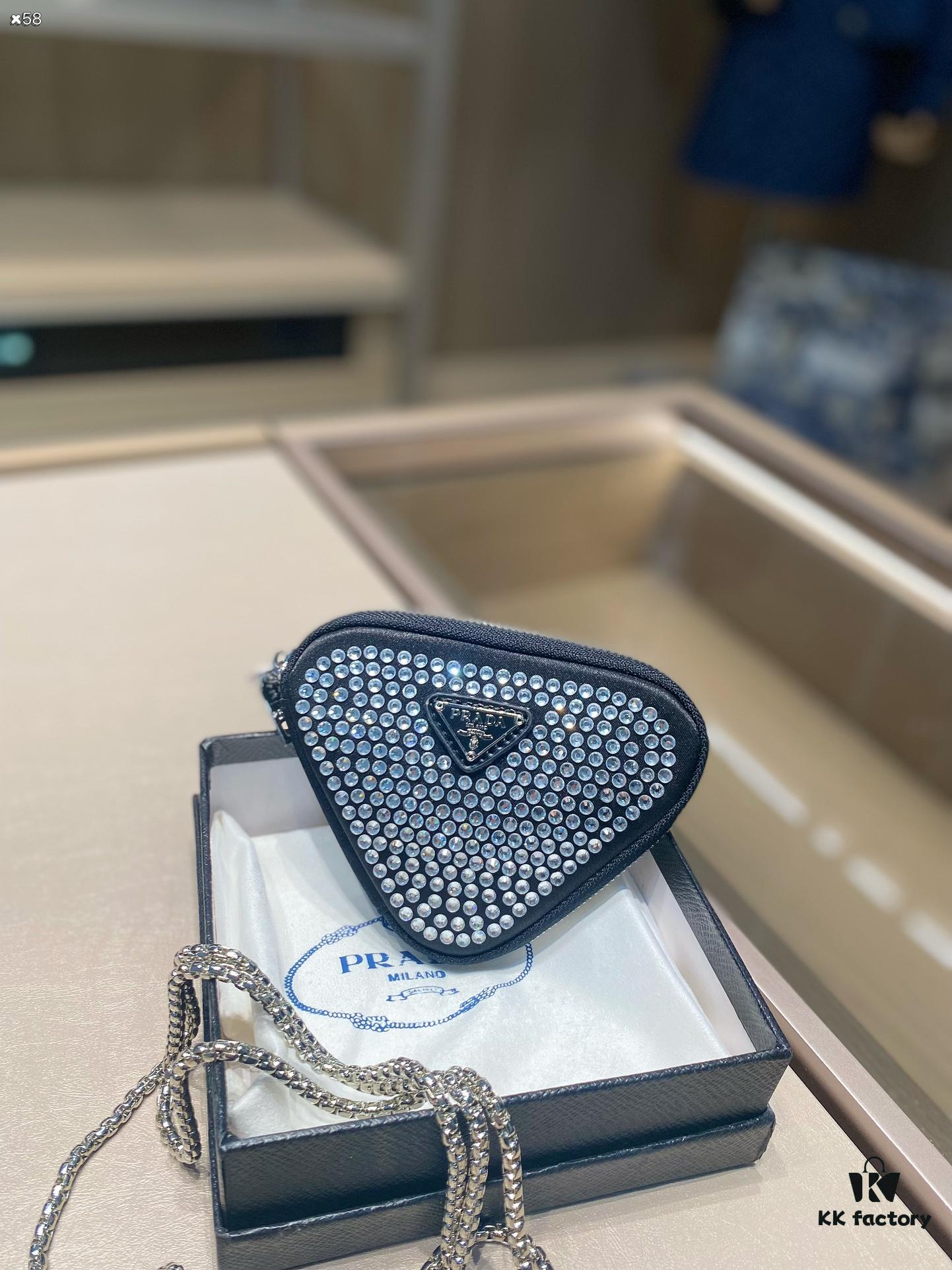 6930bf1b6e68136f4d9aeeaa Prada Chain Triangle Bag, Clutch Wallet, 14.2 x 11 cm, Gift Box Included 🎁