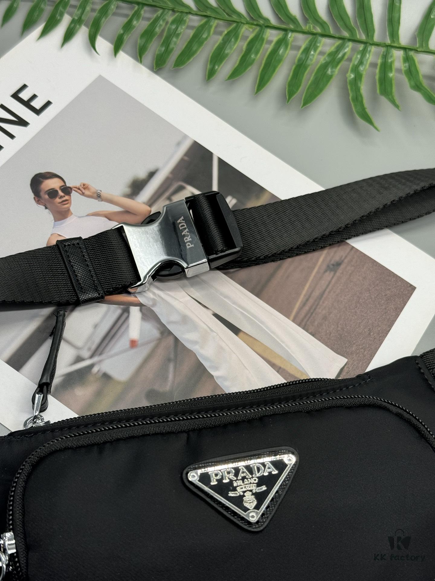 Prada Waist Bag - Latest Designer Model, High-End Waterproof Fabric, Compact and Practical
