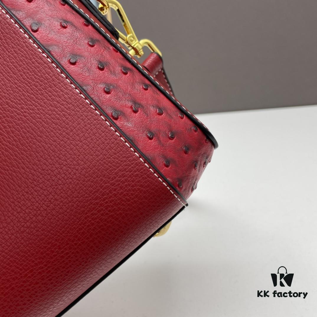 6930bf9f6e68136f4d9aef74 PRADA Fashion Head-Covering Bag in Deer Grain Leather with Ostrich Texture