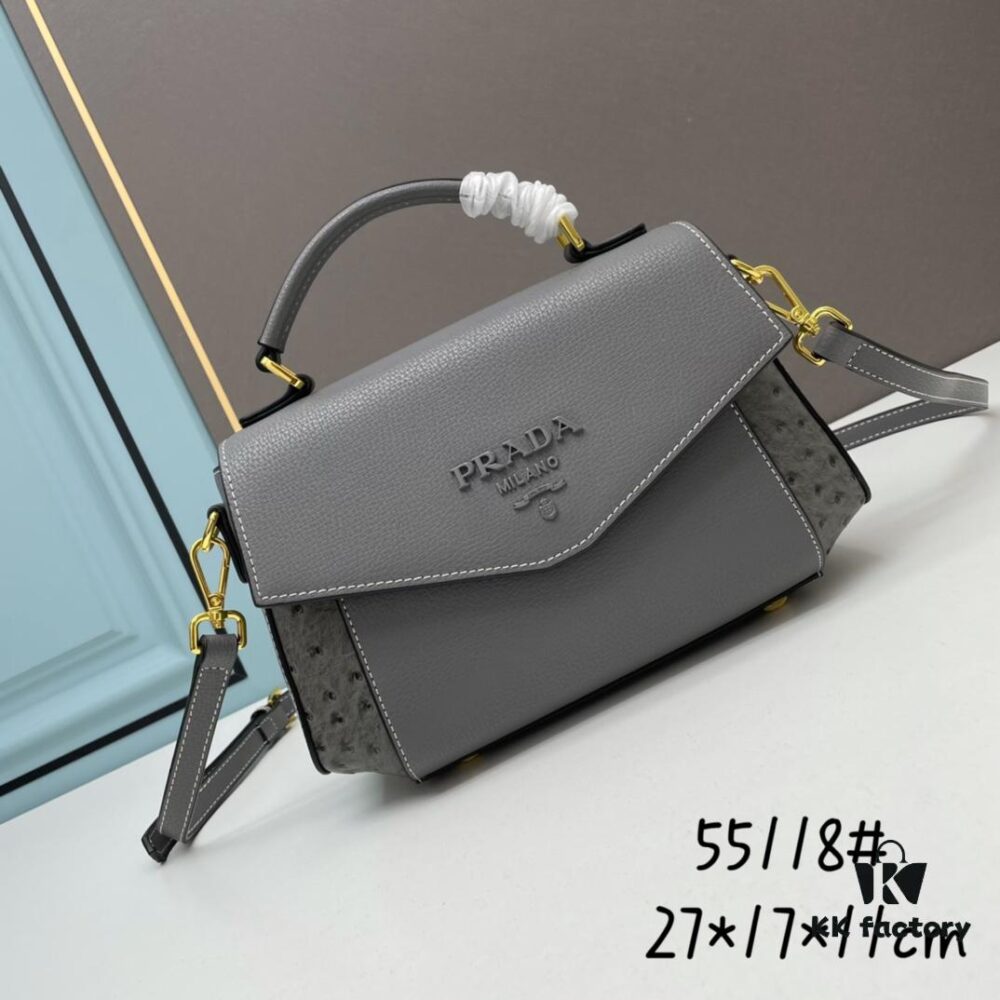 6930bfa66e68136f4d9aef7e PRADA Fashion Head-Covering Bag in Deer Texture Calfskin with Ostrich Print