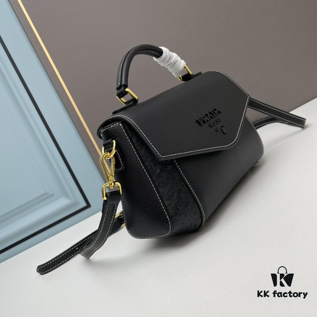 6930bfac6e68136f4d9aef88 PRADA Fashion Head-Covering Bag in Deer Grain Calfskin with Ostrich Texture