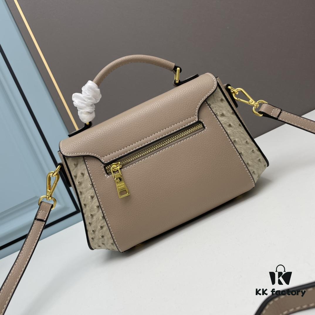 6930bfb16e68136f4d9aef93 PRADA Fashion Head-Covering Bag, New Hot Style, Suede Calfskin with Ostrich Texture, Smooth Oil-Edging, Soft and Durable Leather, Includes Long Shoulder Strap
