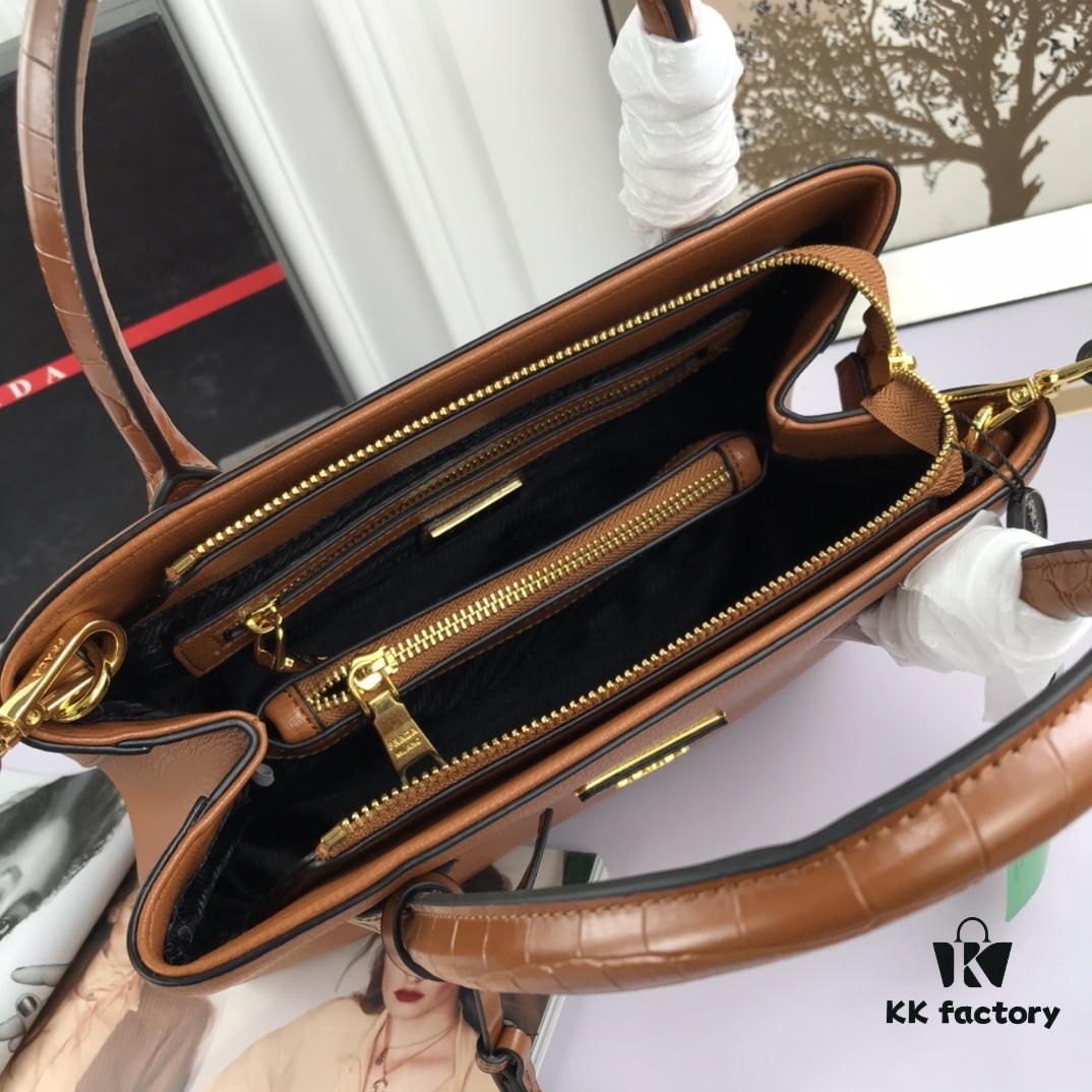 6930bfd76e68136f4d9aefda 2020 New Arrival PRADA Style Handbag - Model 66153, 30*24*14cm, Premium Calfskin with Glossy Crocodile Texture