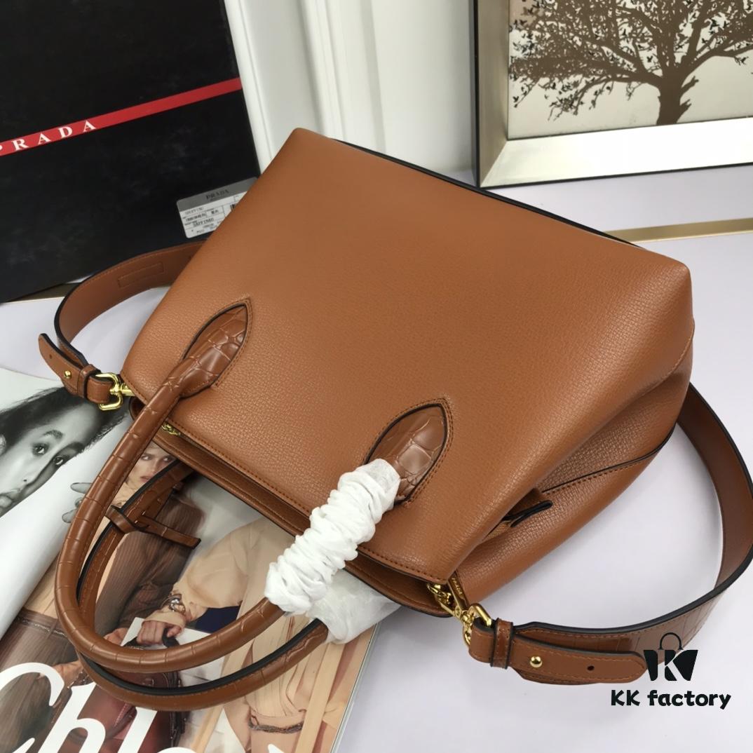 6930bfd76e68136f4d9aefdb 2020 New Arrival PRADA Style Handbag - Model 66153, 30*24*14cm, Premium Calfskin with Glossy Crocodile Texture